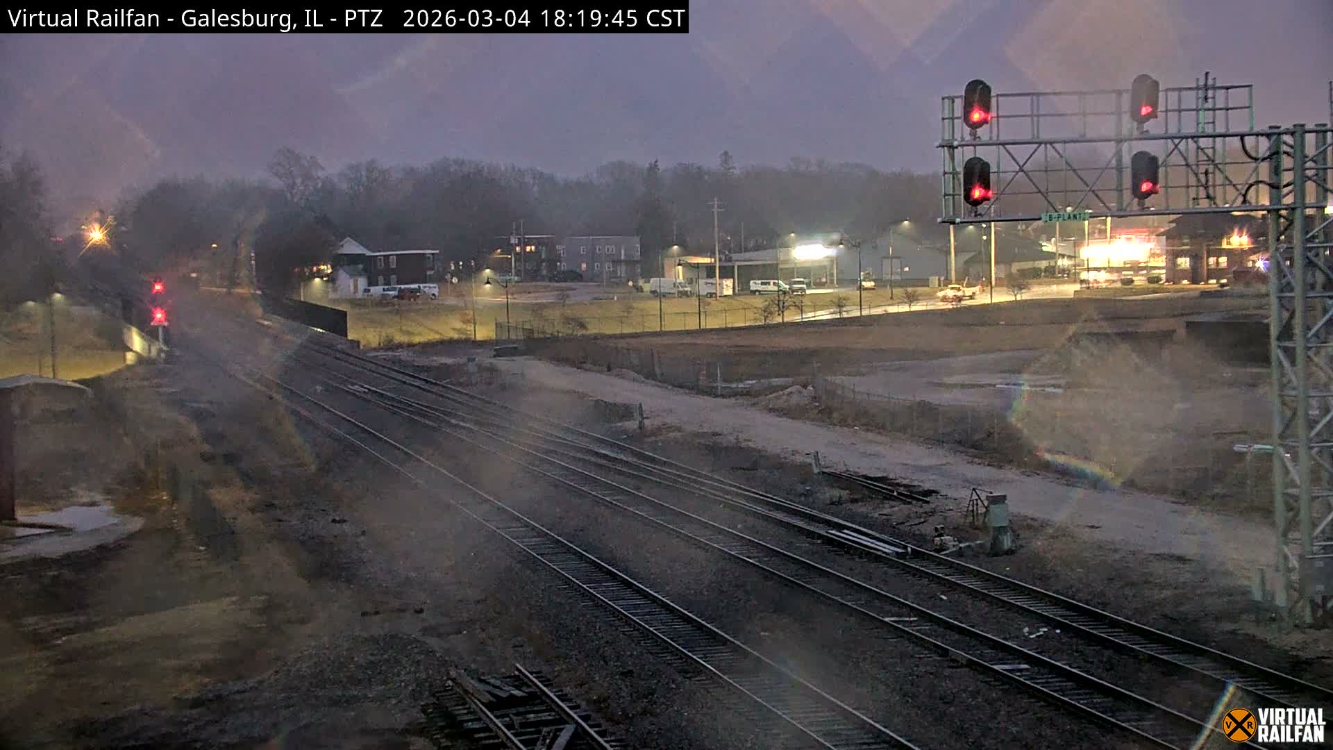 Galesburg City Skyline & Galesburg  Railway Station Railroad Crossing Junction Live Cam- Galesburg, Knox, Illinois, USA