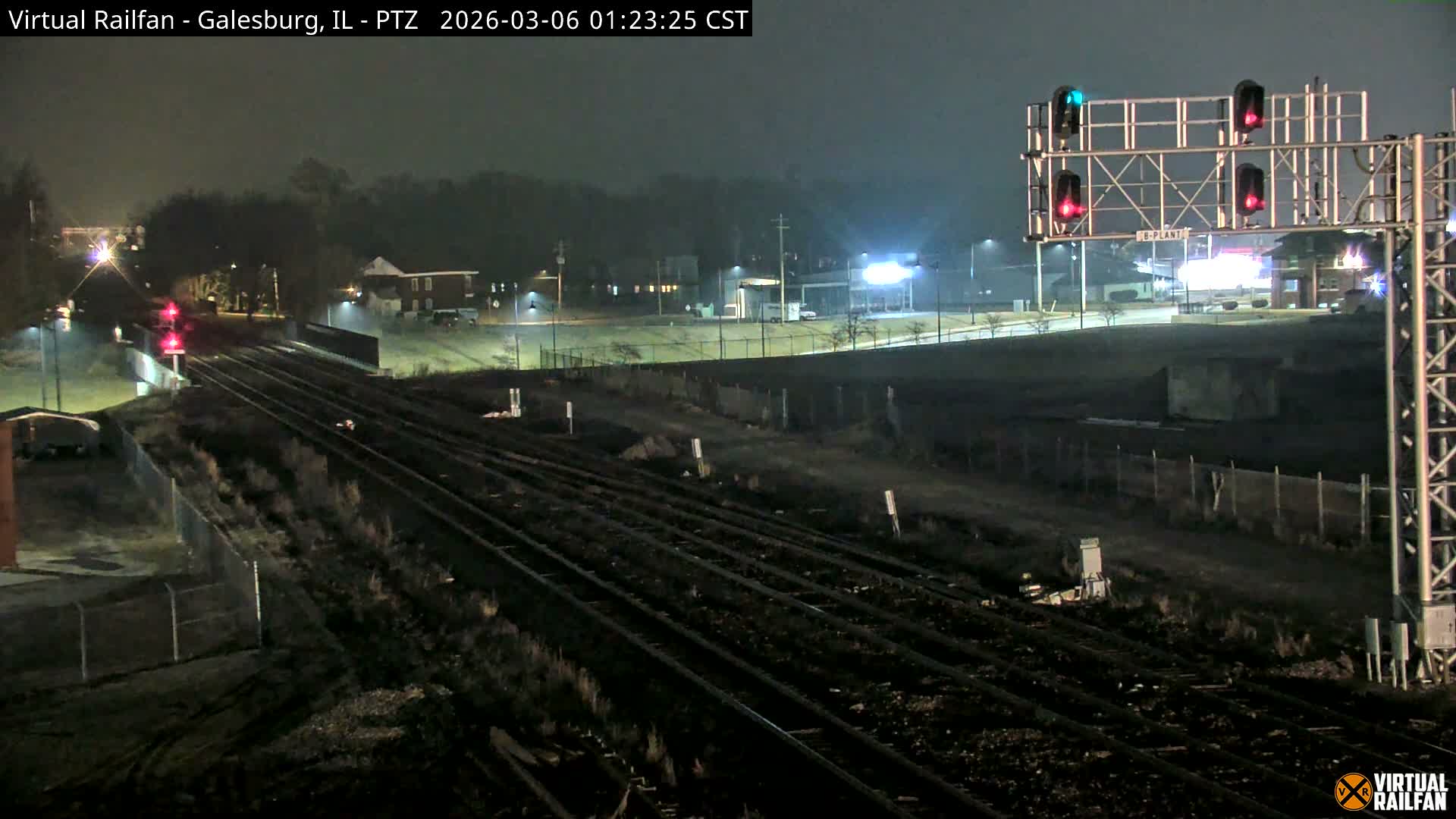 Galesburg City Skyline & Galesburg  Railway Station Railroad Crossing Junction Live Cam- Galesburg, Knox, Illinois, USA