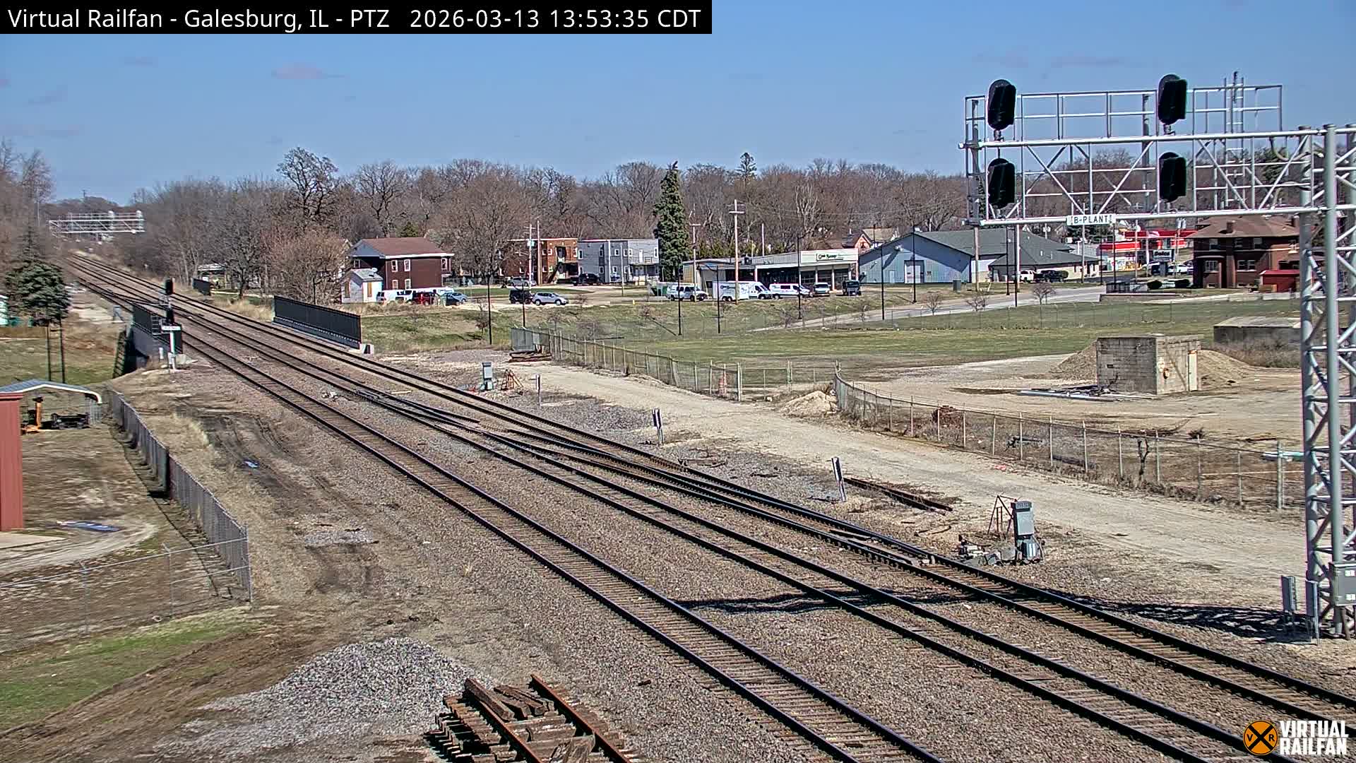 Galesburg City Skyline & Galesburg  Railway Station Railroad Crossing Junction Live Cam- Galesburg, Knox, Illinois, USA