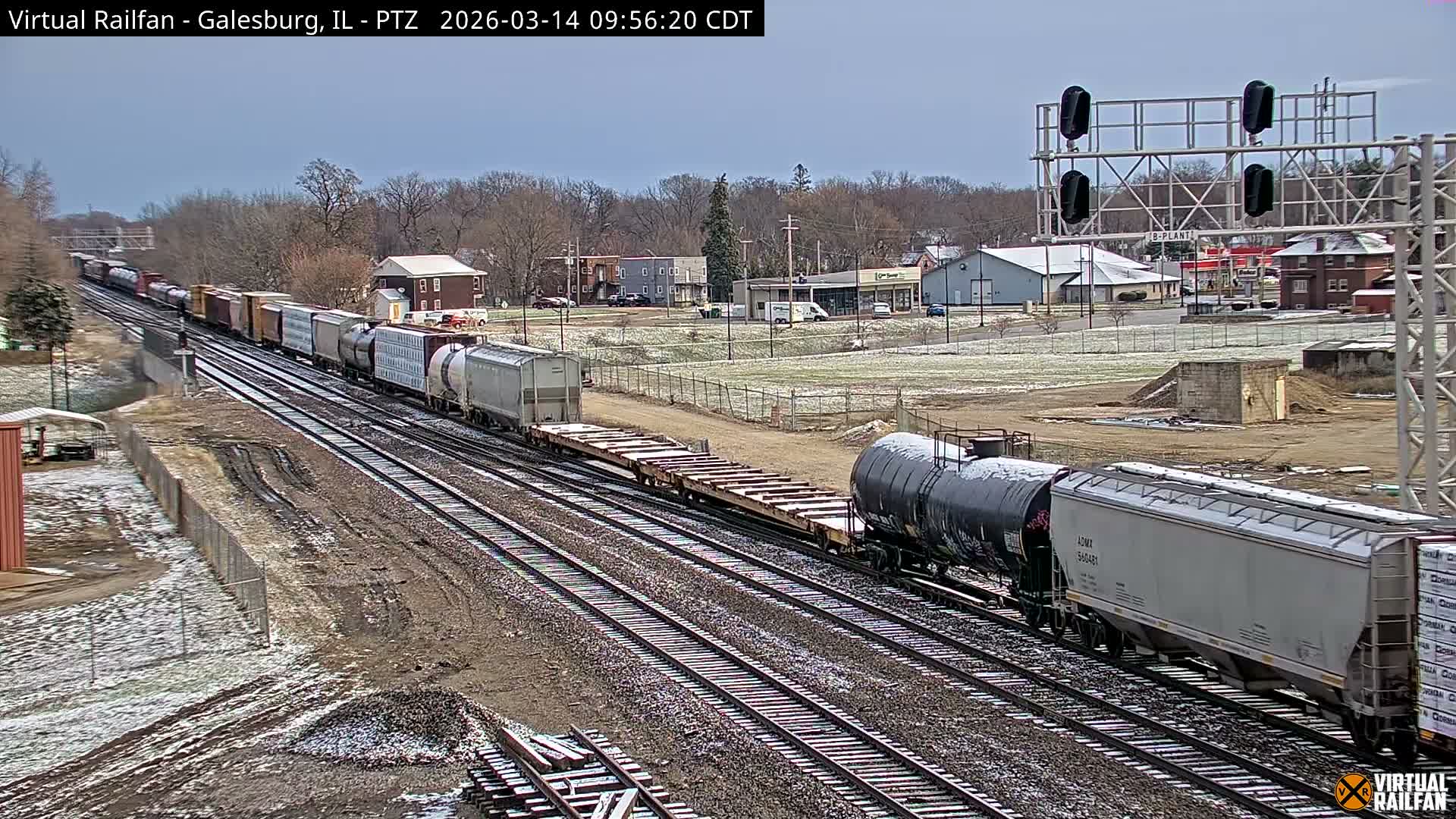 Galesburg City Skyline & Galesburg  Railway Station Railroad Crossing Junction Live Cam- Galesburg, Knox, Illinois, USA