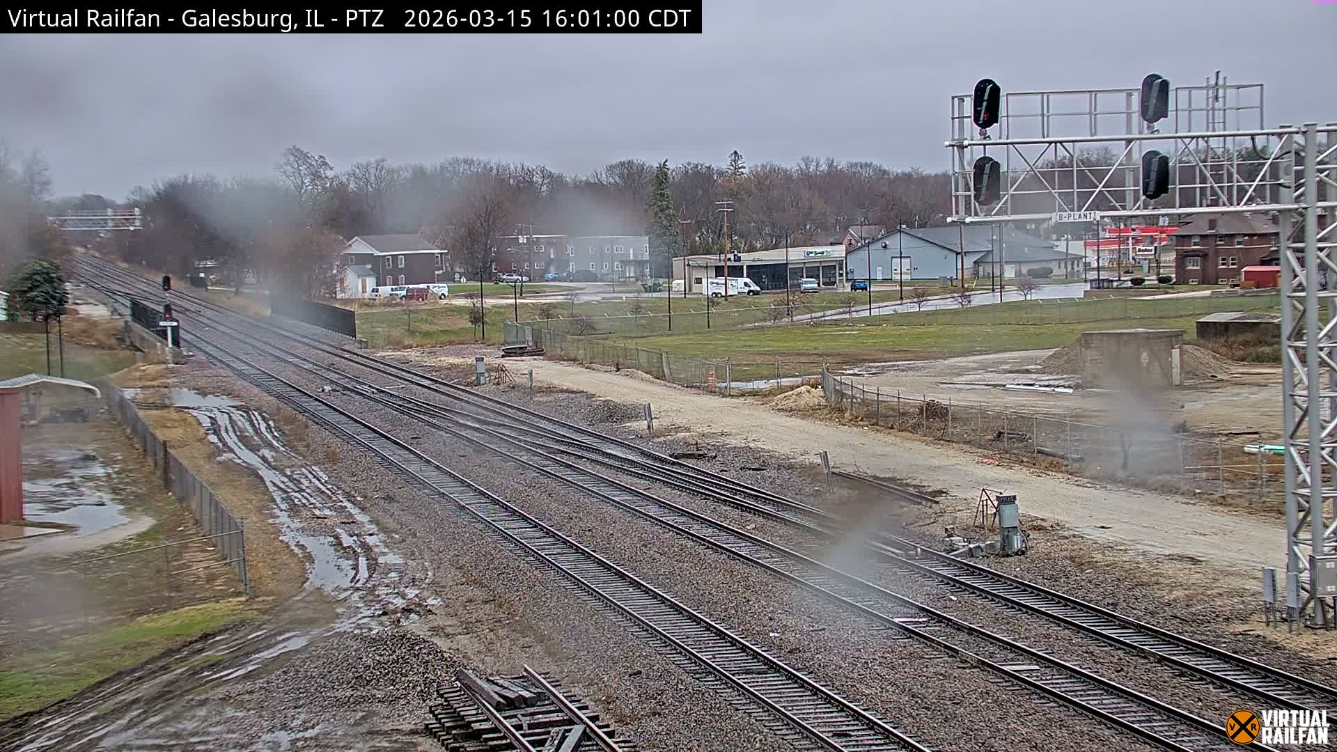 Galesburg City Skyline & Galesburg  Railway Station Railroad Crossing Junction Live Cam- Galesburg, Knox, Illinois, USA