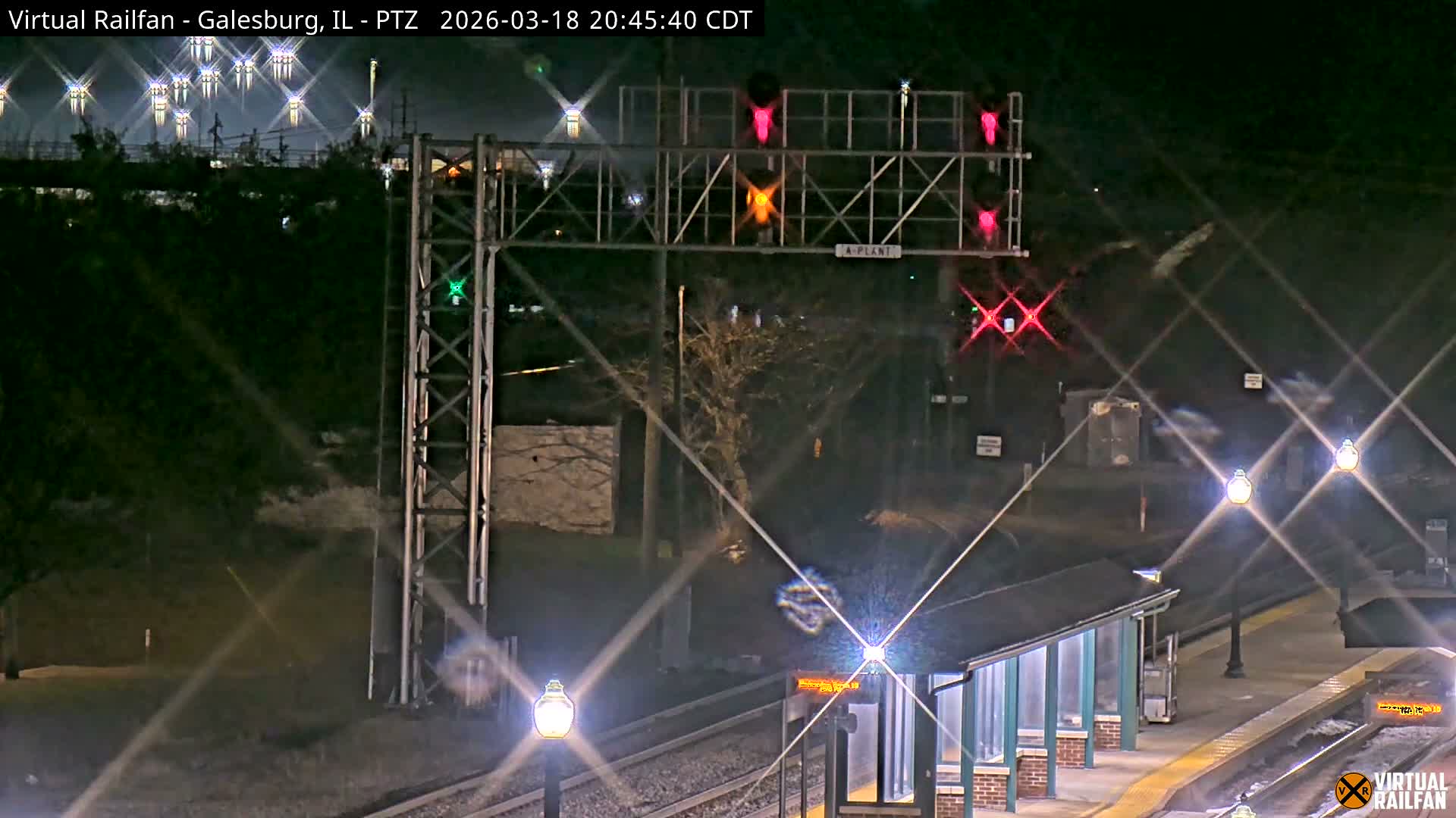 Galesburg City Skyline & Galesburg  Railway Station Railroad Crossing Junction Live Cam- Galesburg, Knox, Illinois, USA