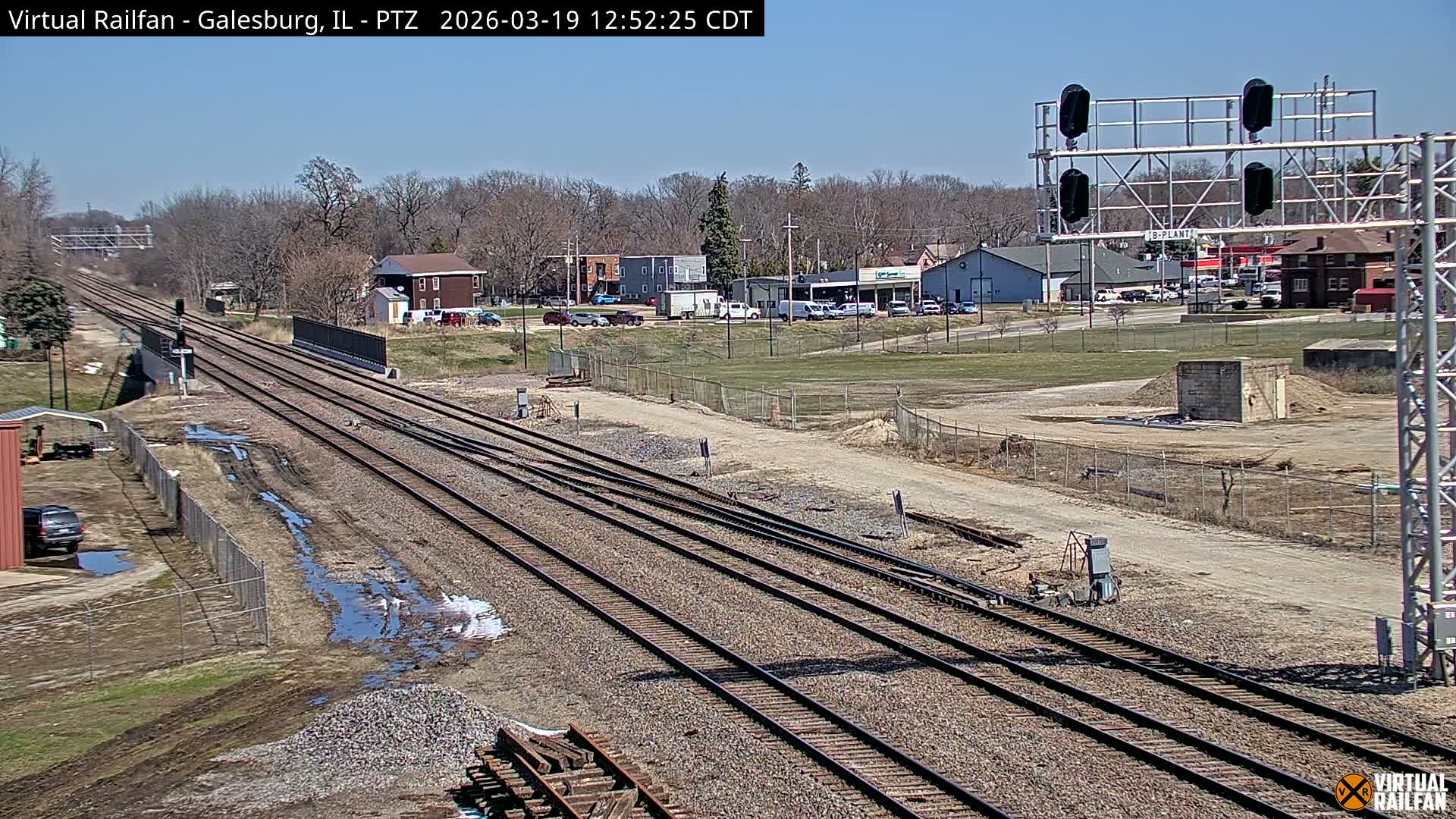 Galesburg City Skyline & Galesburg  Railway Station Railroad Crossing Junction Live Cam- Galesburg, Knox, Illinois, USA