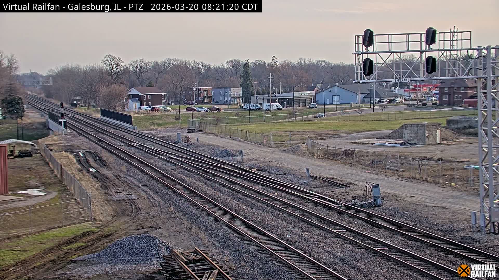Galesburg City Skyline & Galesburg  Railway Station Railroad Crossing Junction Live Cam- Galesburg, Knox, Illinois, USA