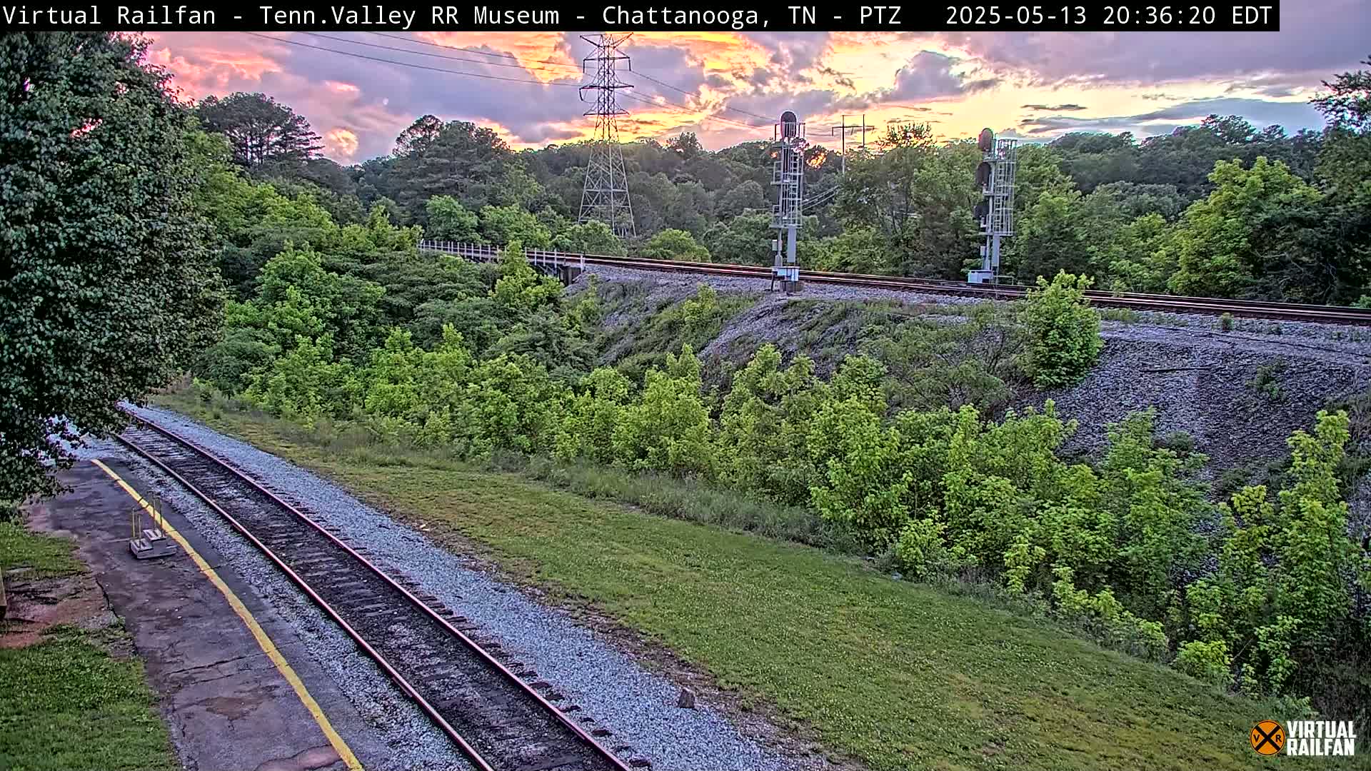 Chattanooga Railroad Crossing from Tennessee Railroad Museum Live Cam - Chattanooga, Hamilton, Tennessee, USA