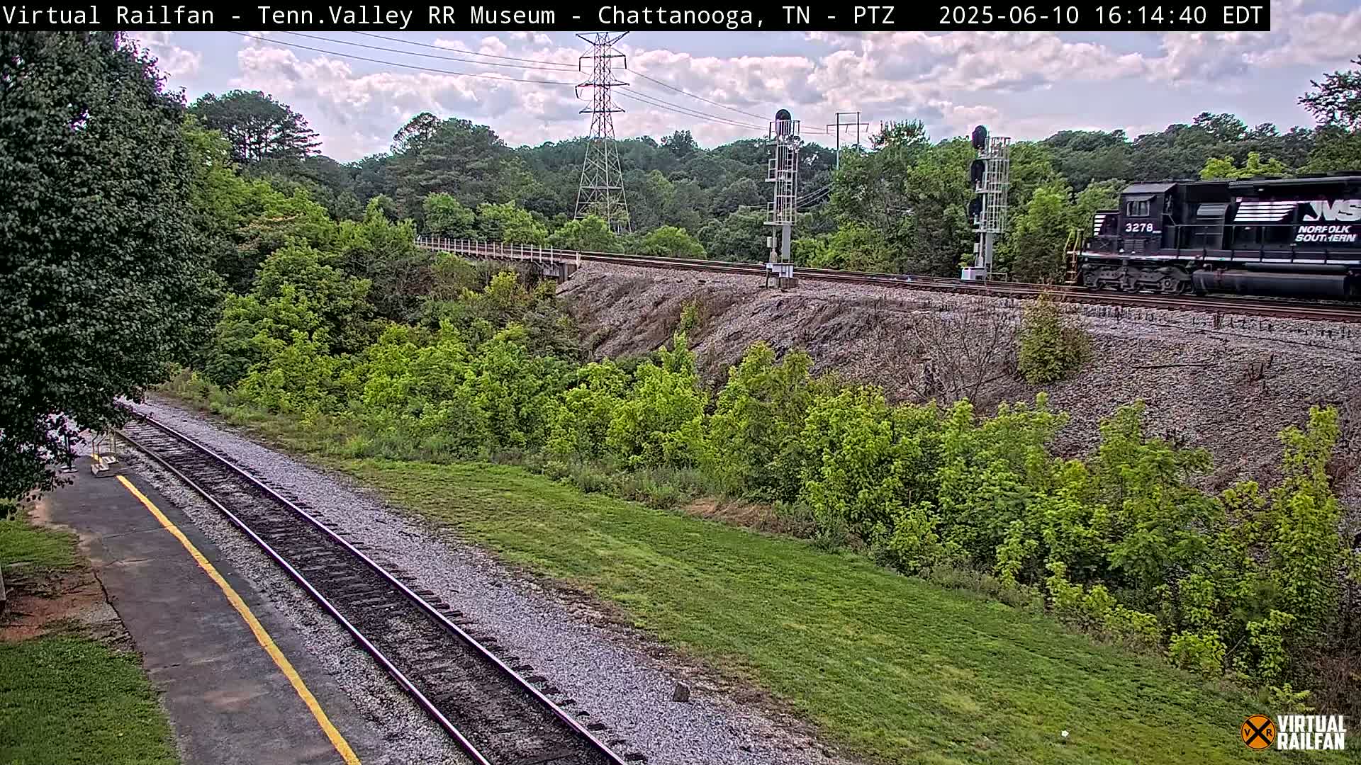 Chattanooga Railroad Crossing from Tennessee Railroad Museum Live Cam - Chattanooga, Hamilton, Tennessee, USA