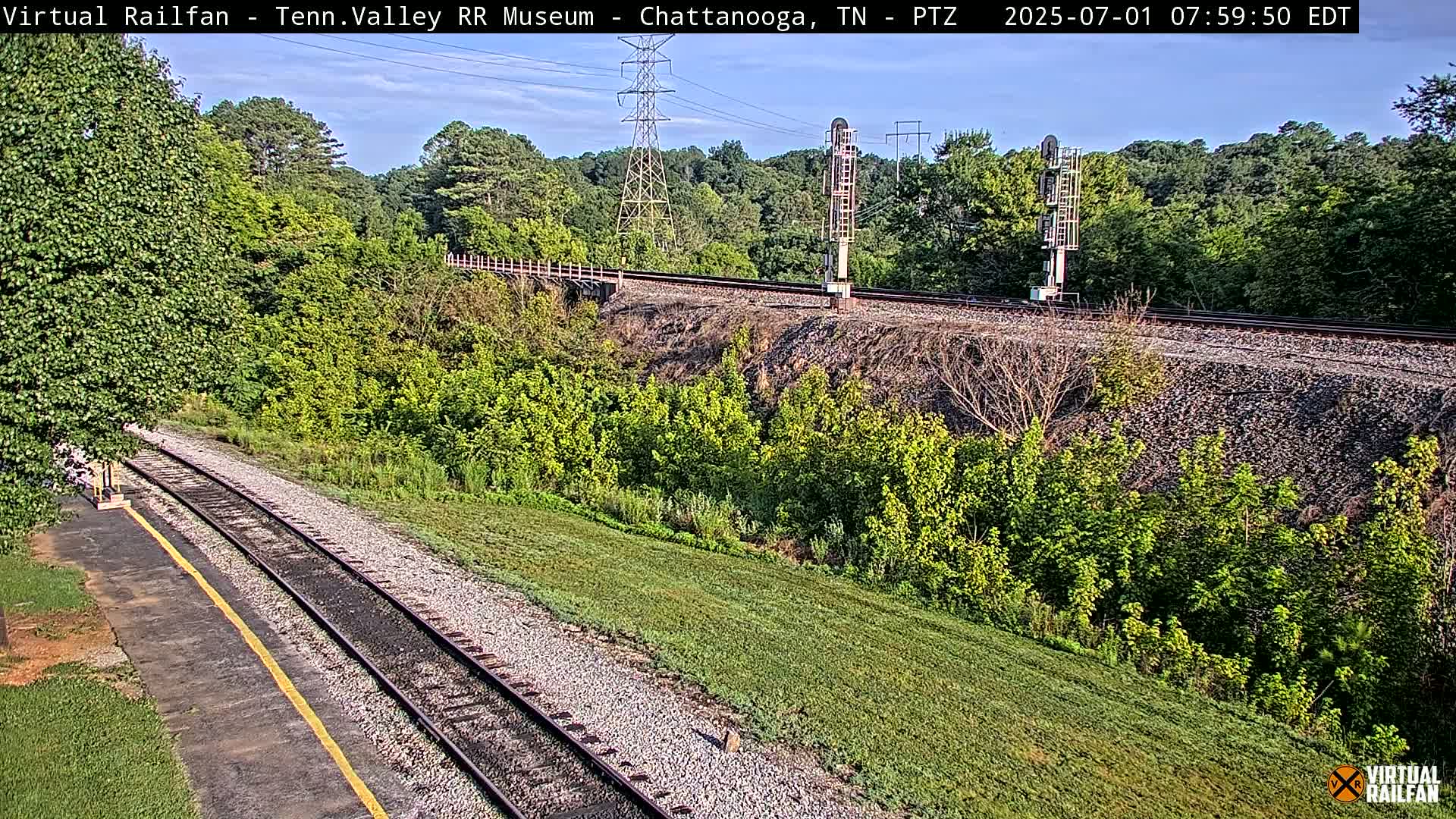 Chattanooga Railroad Crossing from Tennessee Railroad Museum Live Cam - Chattanooga, Hamilton, Tennessee, USA
