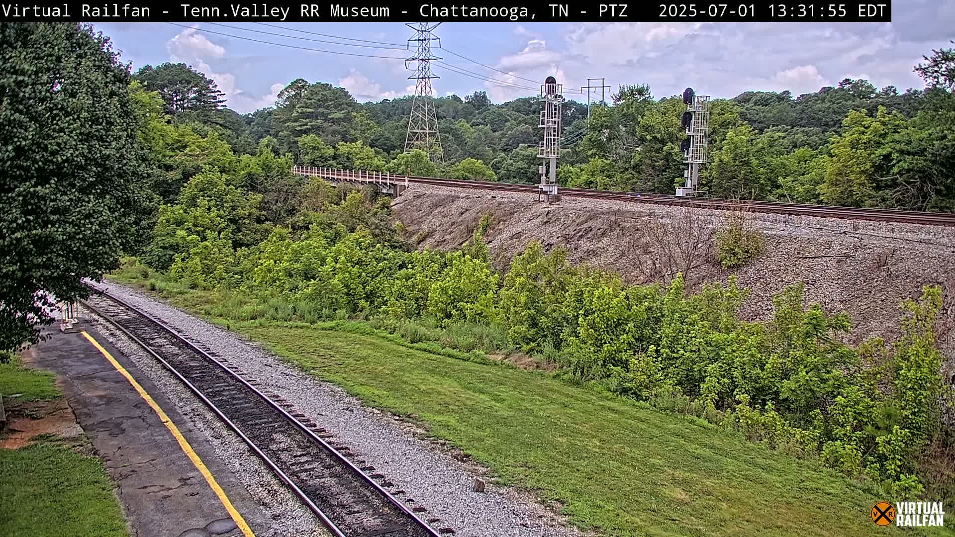 Chattanooga Railroad Crossing from Tennessee Railroad Museum Live Cam - Chattanooga, Hamilton, Tennessee, USA