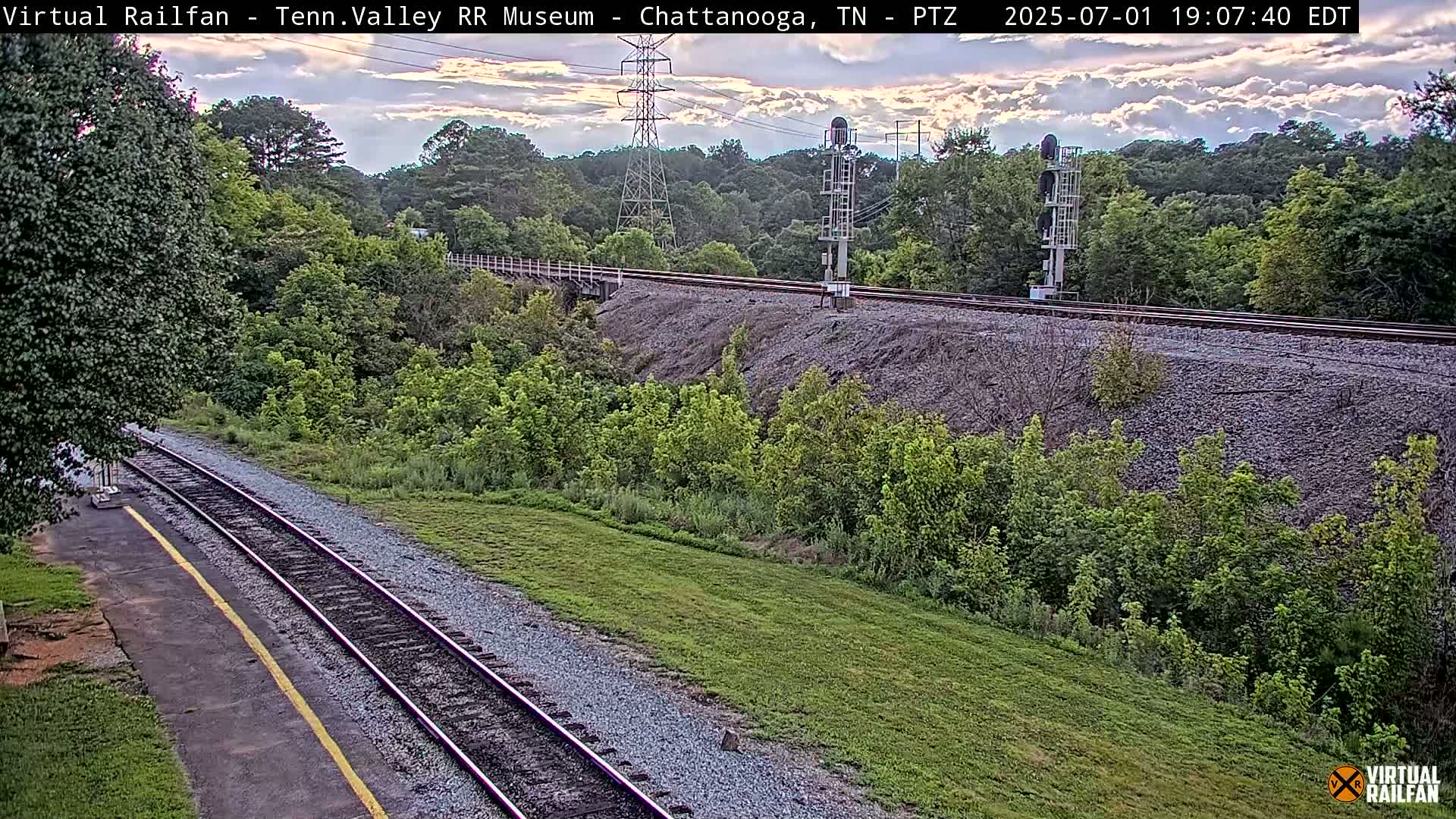 Chattanooga Railroad Crossing from Tennessee Railroad Museum Live Cam - Chattanooga, Hamilton, Tennessee, USA