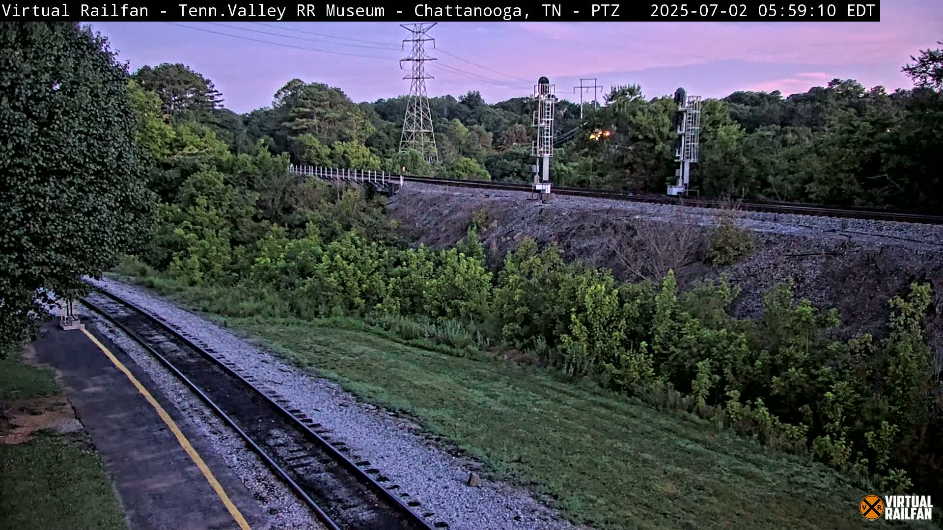 Chattanooga Railroad Crossing from Tennessee Railroad Museum Live Cam - Chattanooga, Hamilton, Tennessee, USA