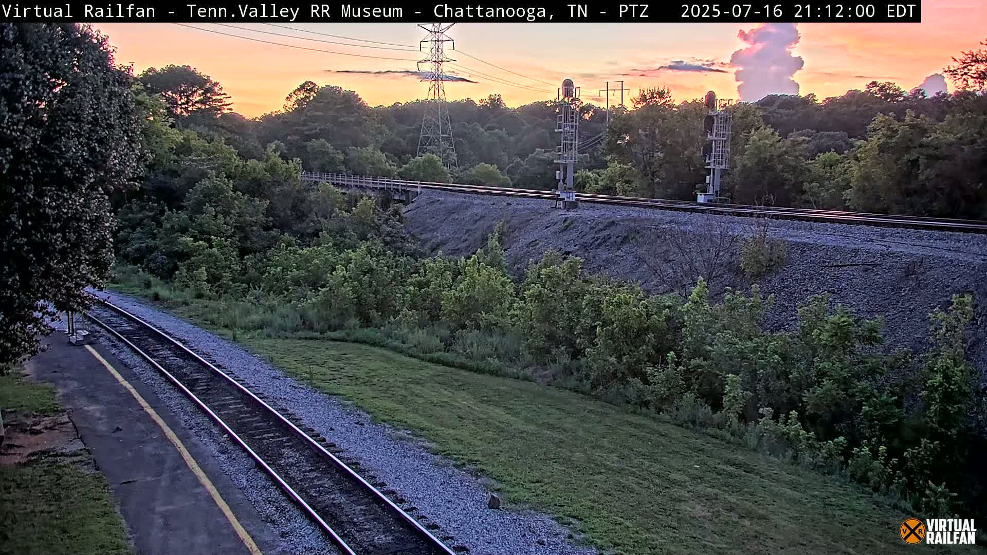 Chattanooga Railroad Crossing from Tennessee Railroad Museum Live Cam - Chattanooga, Hamilton, Tennessee, USA
