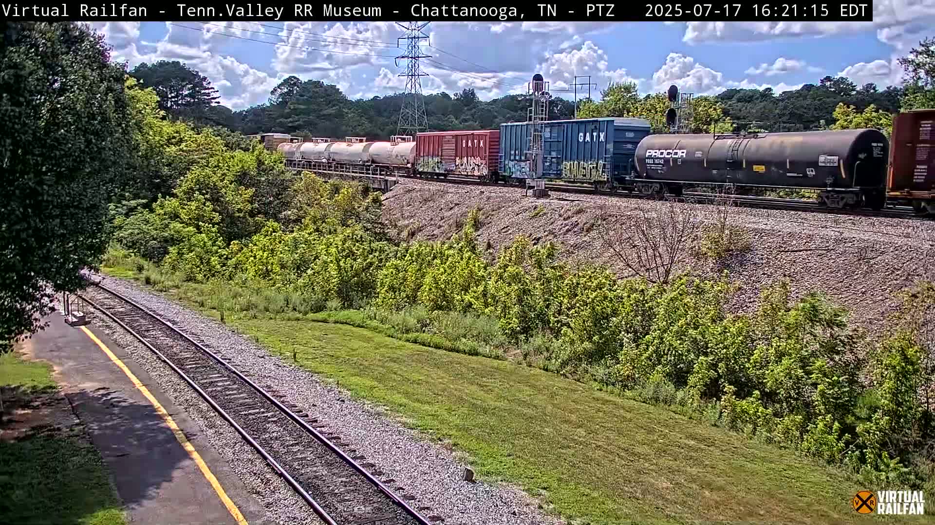 Chattanooga Railroad Crossing from Tennessee Railroad Museum Live Cam - Chattanooga, Hamilton, Tennessee, USA