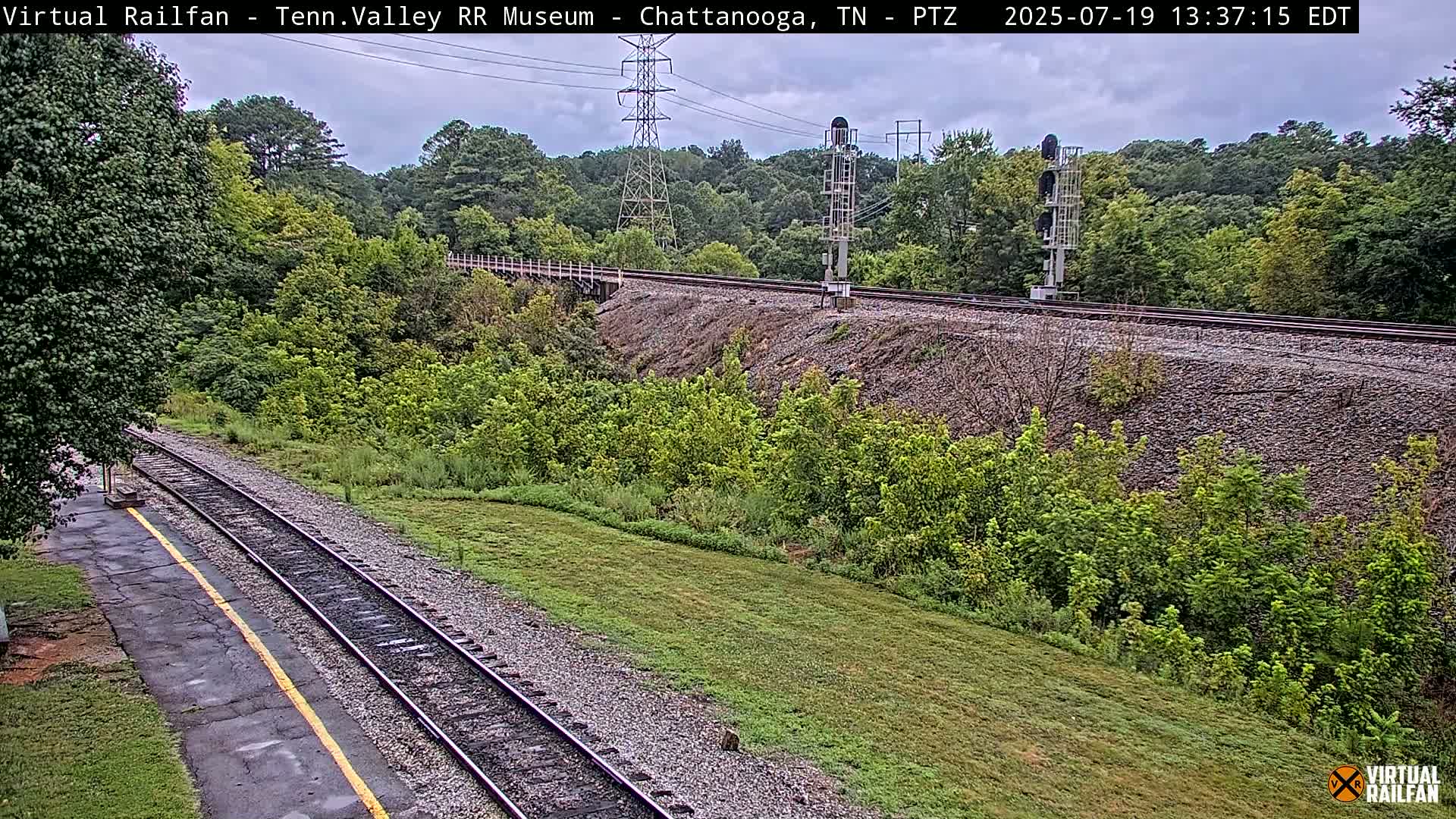 Chattanooga Railroad Crossing from Tennessee Railroad Museum Live Cam - Chattanooga, Hamilton, Tennessee, USA