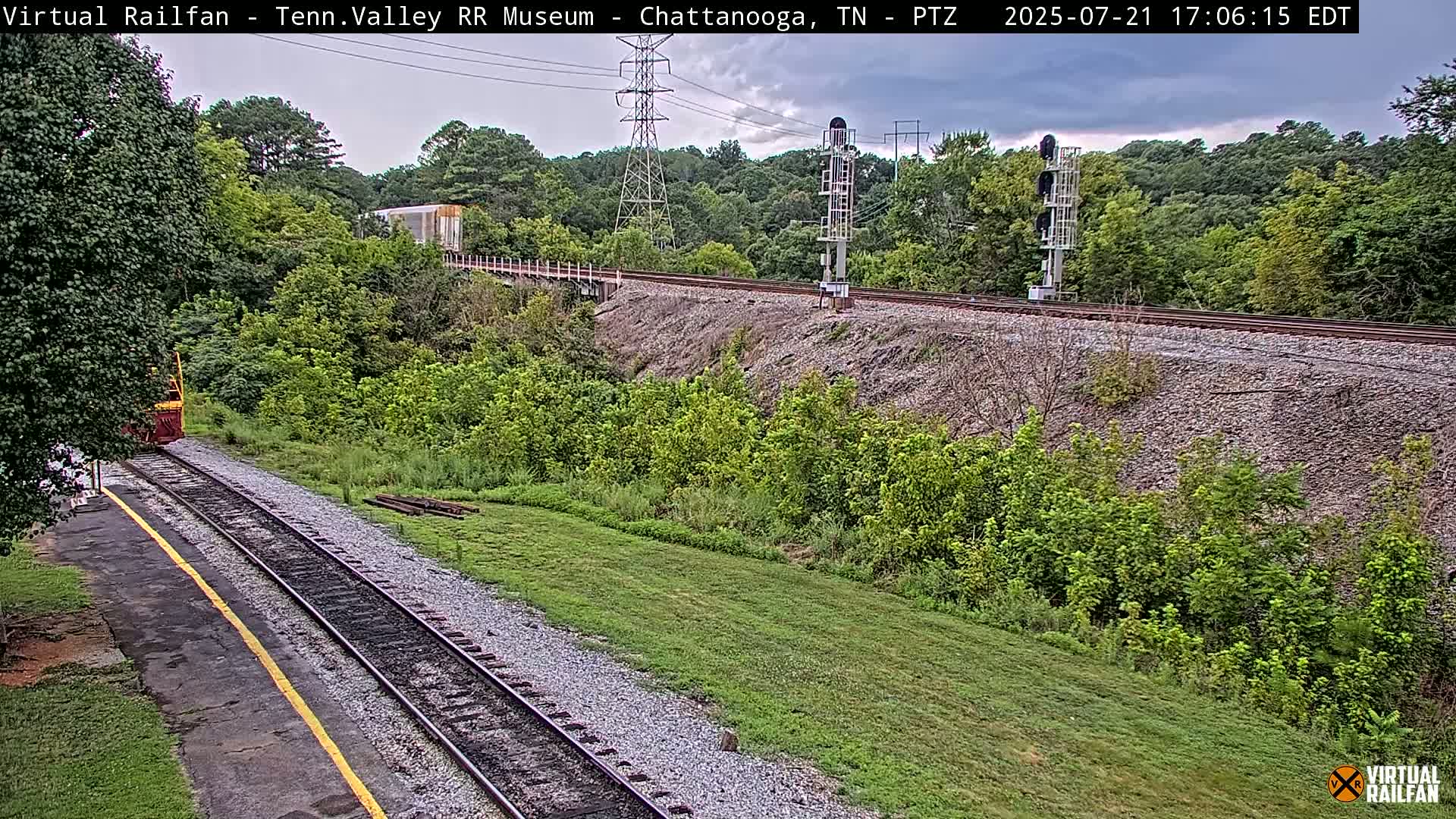 Chattanooga Railroad Crossing from Tennessee Railroad Museum Live Cam - Chattanooga, Hamilton, Tennessee, USA