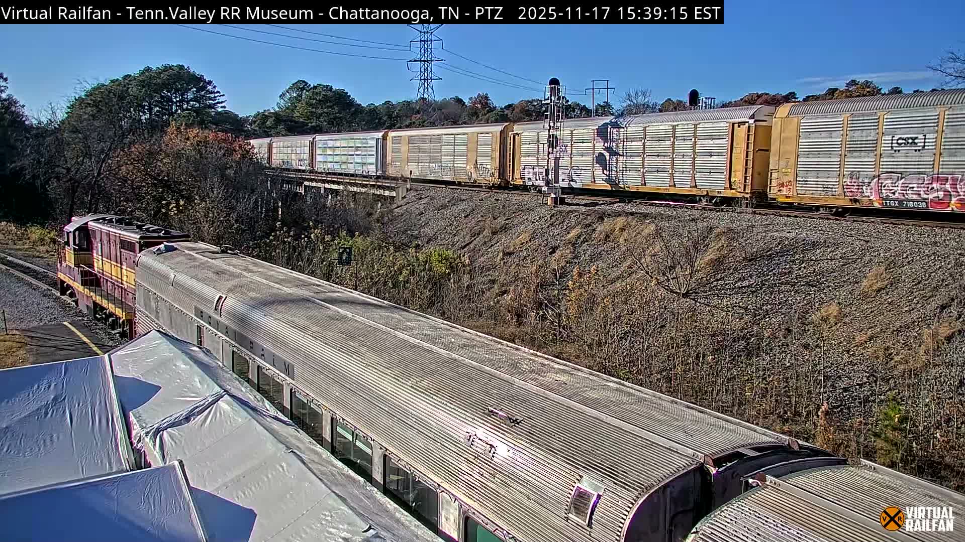 Chattanooga Railroad Crossing from Tennessee Railroad Museum Live Cam - Chattanooga, Hamilton, Tennessee, USA