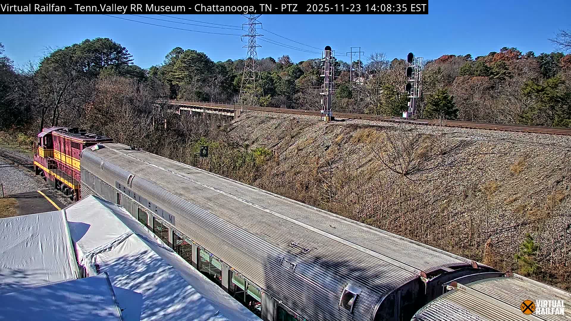 Chattanooga Railroad Crossing from Tennessee Railroad Museum Live Cam - Chattanooga, Hamilton, Tennessee, USA