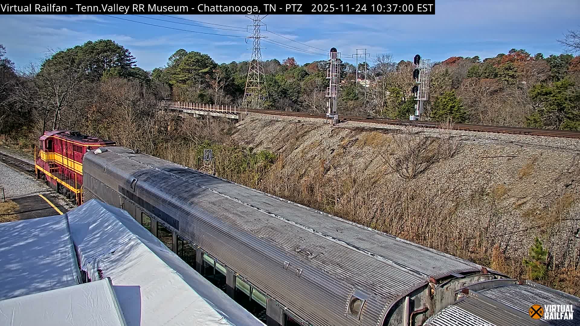 Chattanooga Railroad Crossing from Tennessee Railroad Museum Live Cam - Chattanooga, Hamilton, Tennessee, USA