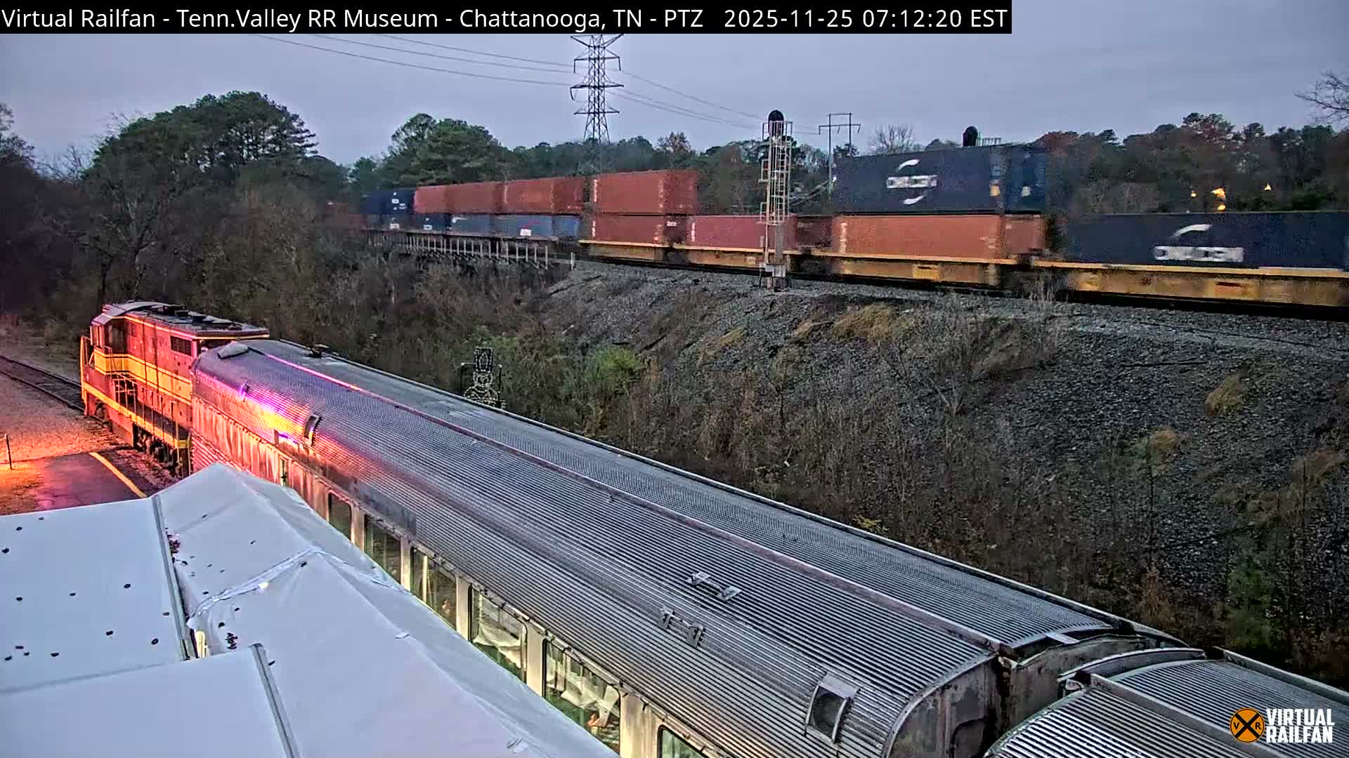 Chattanooga Railroad Crossing from Tennessee Railroad Museum Live Cam - Chattanooga, Hamilton, Tennessee, USA