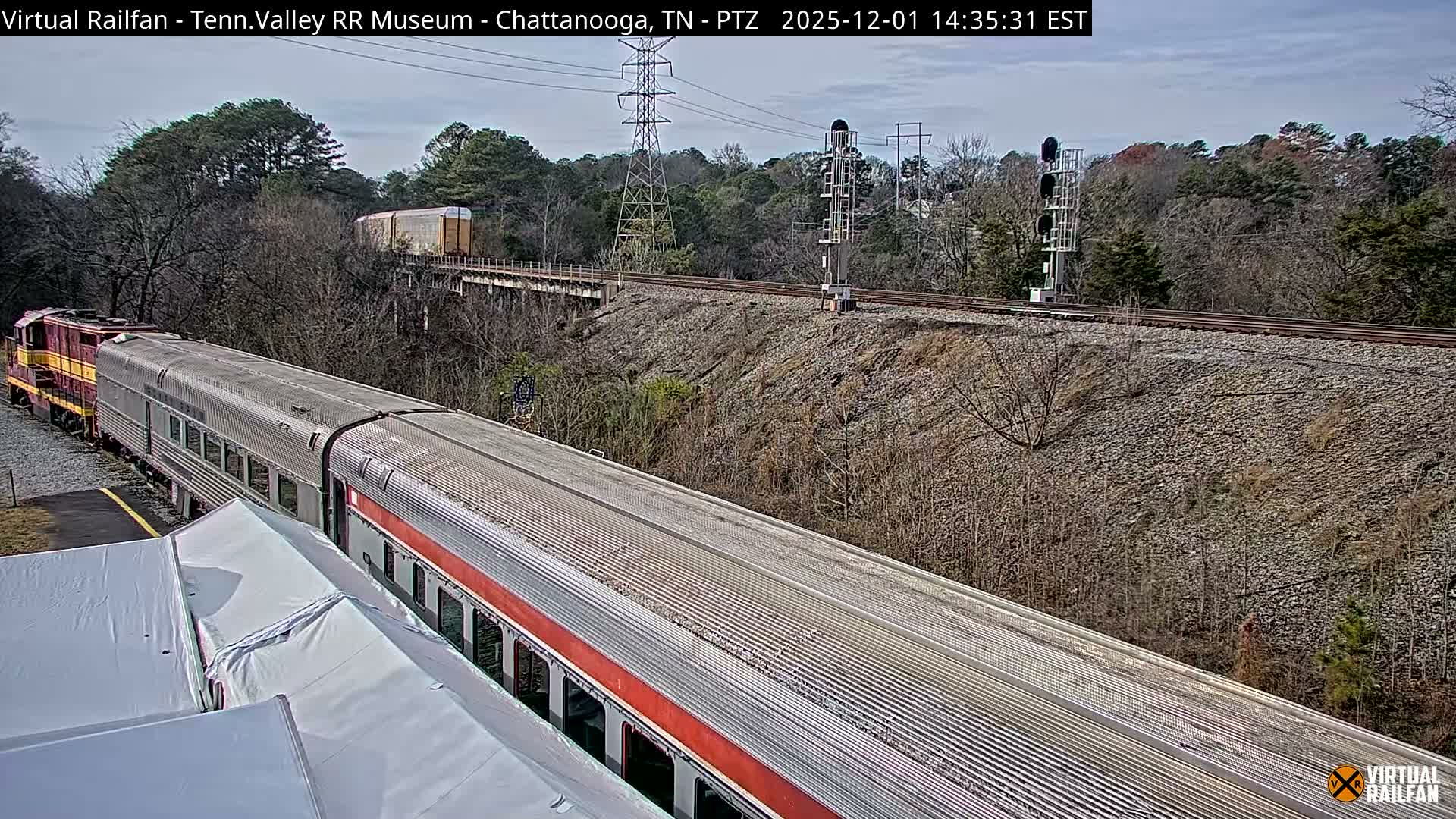 Chattanooga Railroad Crossing from Tennessee Railroad Museum Live Cam - Chattanooga, Hamilton, Tennessee, USA