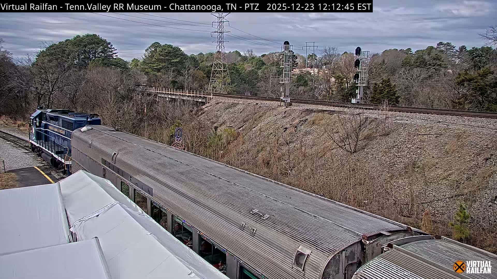 Chattanooga Railroad Crossing from Tennessee Railroad Museum Live Cam - Chattanooga, Hamilton, Tennessee, USA
