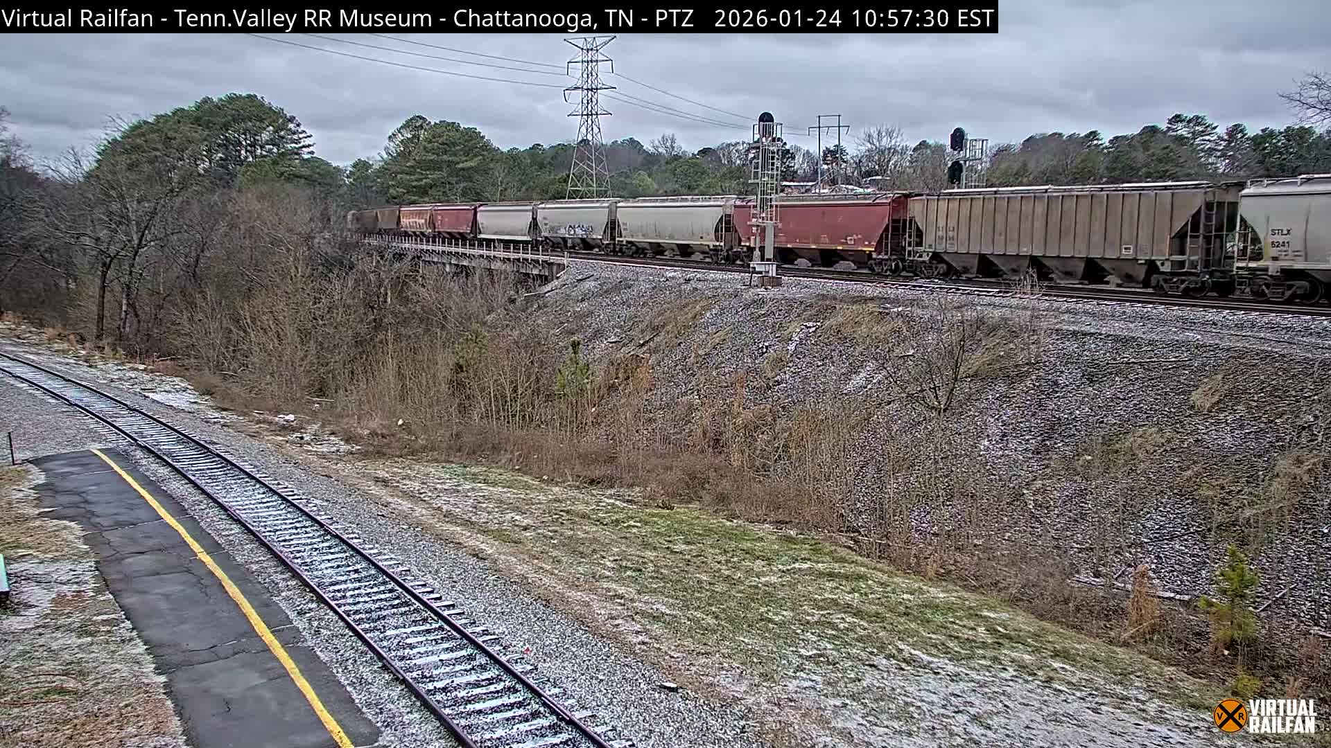 Chattanooga Railroad Crossing from Tennessee Railroad Museum Live Cam - Chattanooga, Hamilton, Tennessee, USA