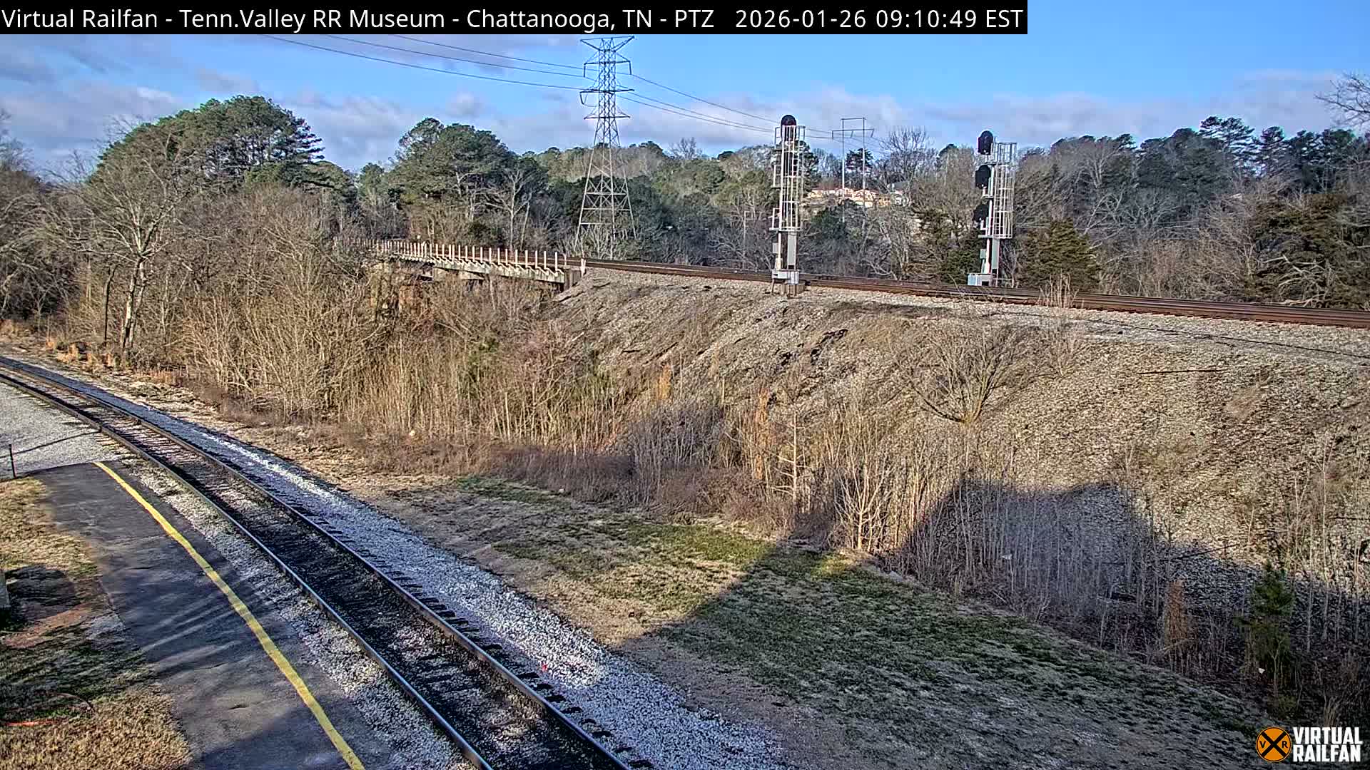 Chattanooga Railroad Crossing from Tennessee Railroad Museum Live Cam - Chattanooga, Hamilton, Tennessee, USA