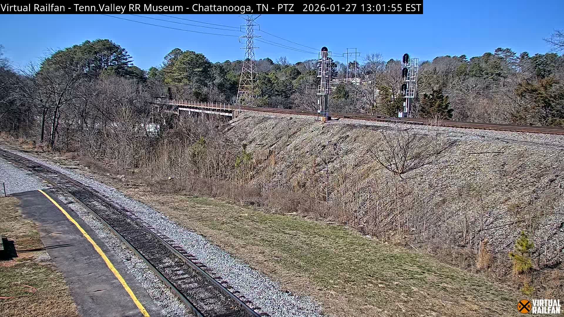Chattanooga Railroad Crossing from Tennessee Railroad Museum Live Cam - Chattanooga, Hamilton, Tennessee, USA