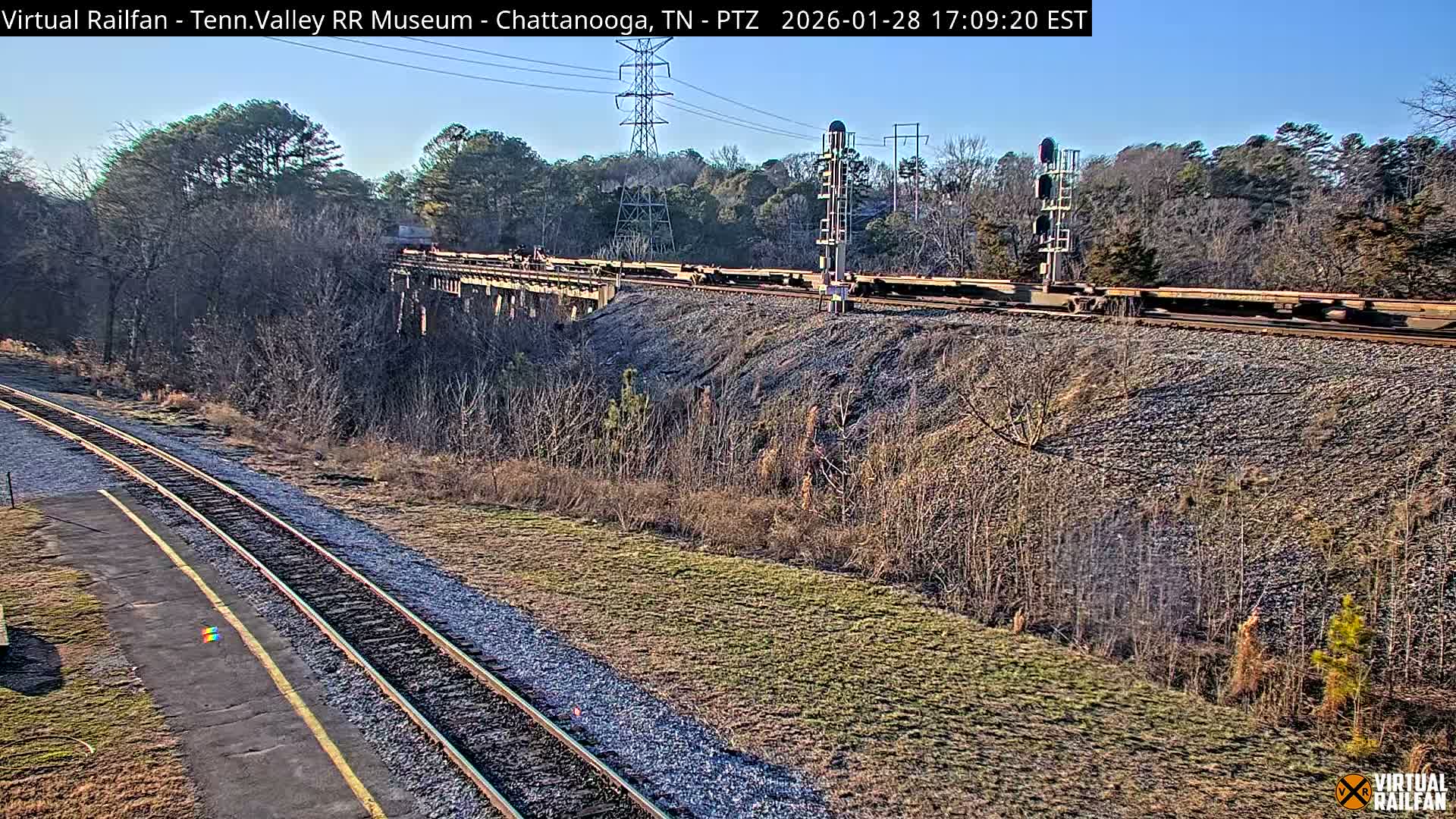 Chattanooga Railroad Crossing from Tennessee Railroad Museum Live Cam - Chattanooga, Hamilton, Tennessee, USA