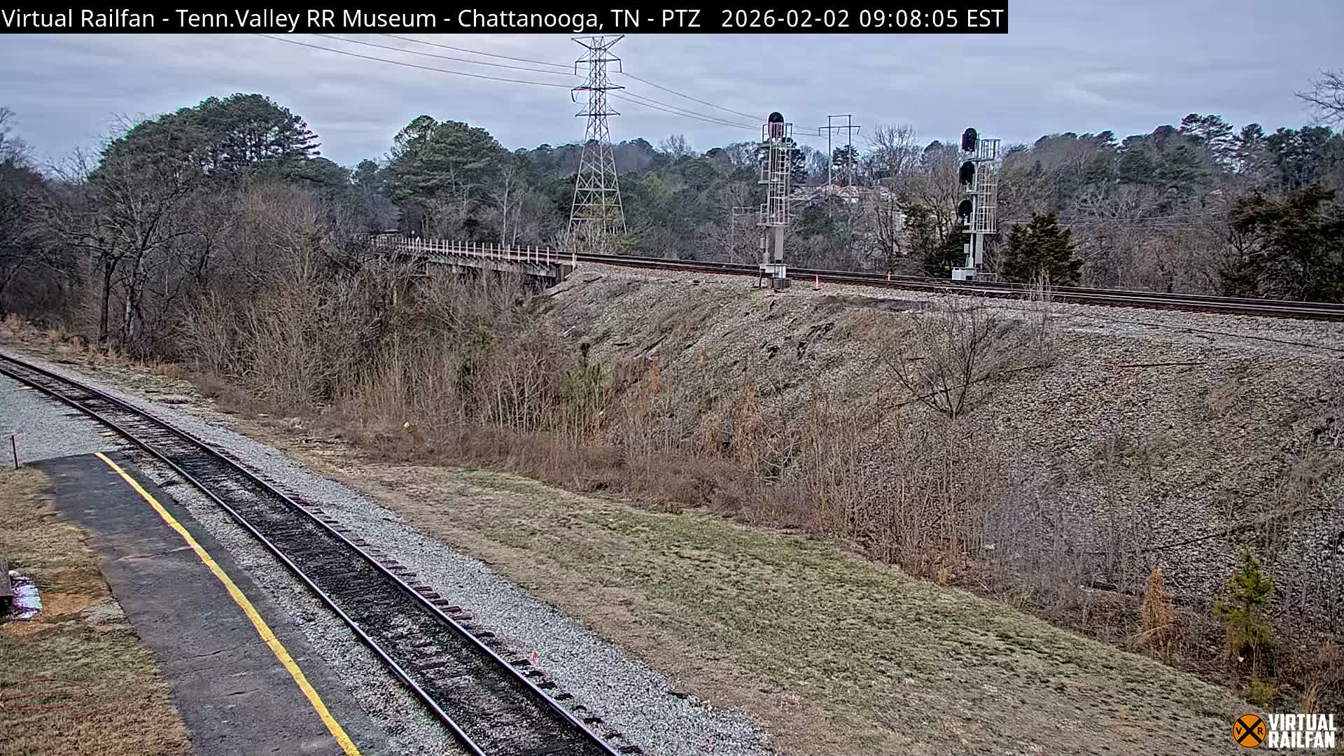 Chattanooga Railroad Crossing from Tennessee Railroad Museum Live Cam - Chattanooga, Hamilton, Tennessee, USA