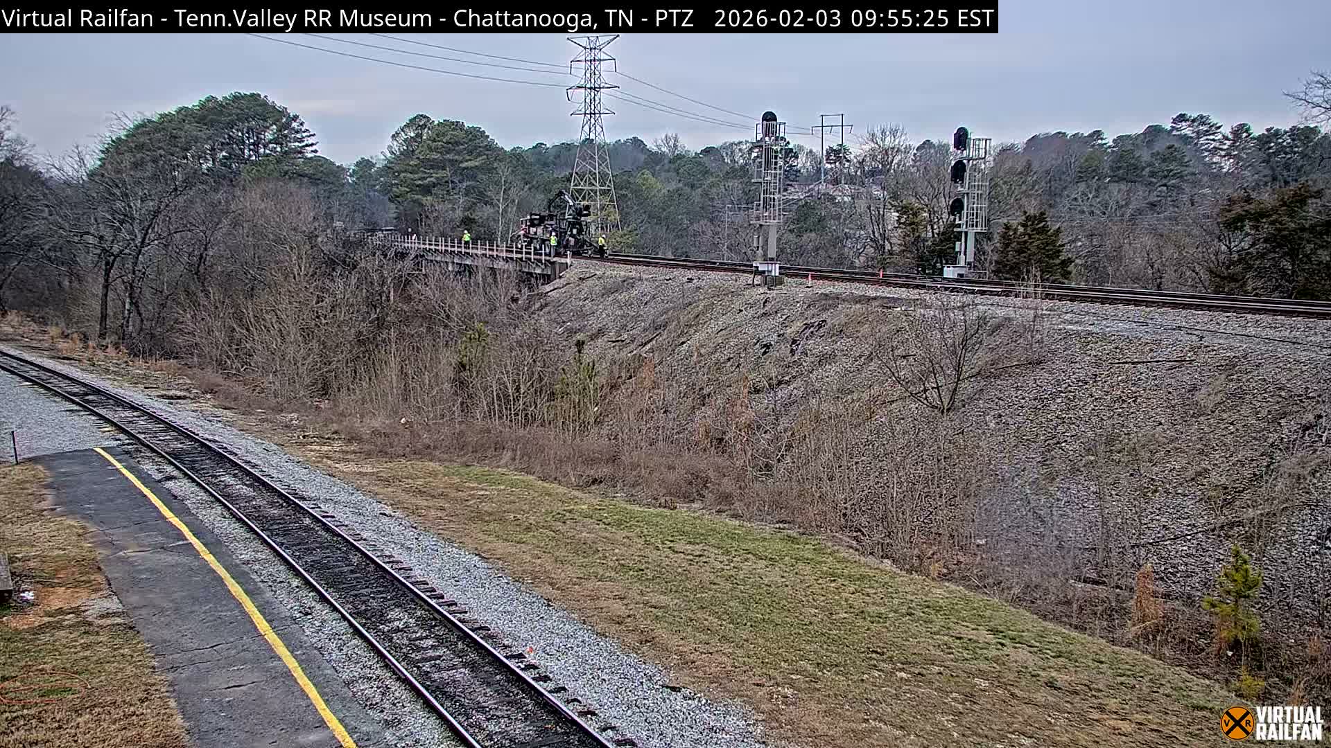 Chattanooga Railroad Crossing from Tennessee Railroad Museum Live Cam - Chattanooga, Hamilton, Tennessee, USA