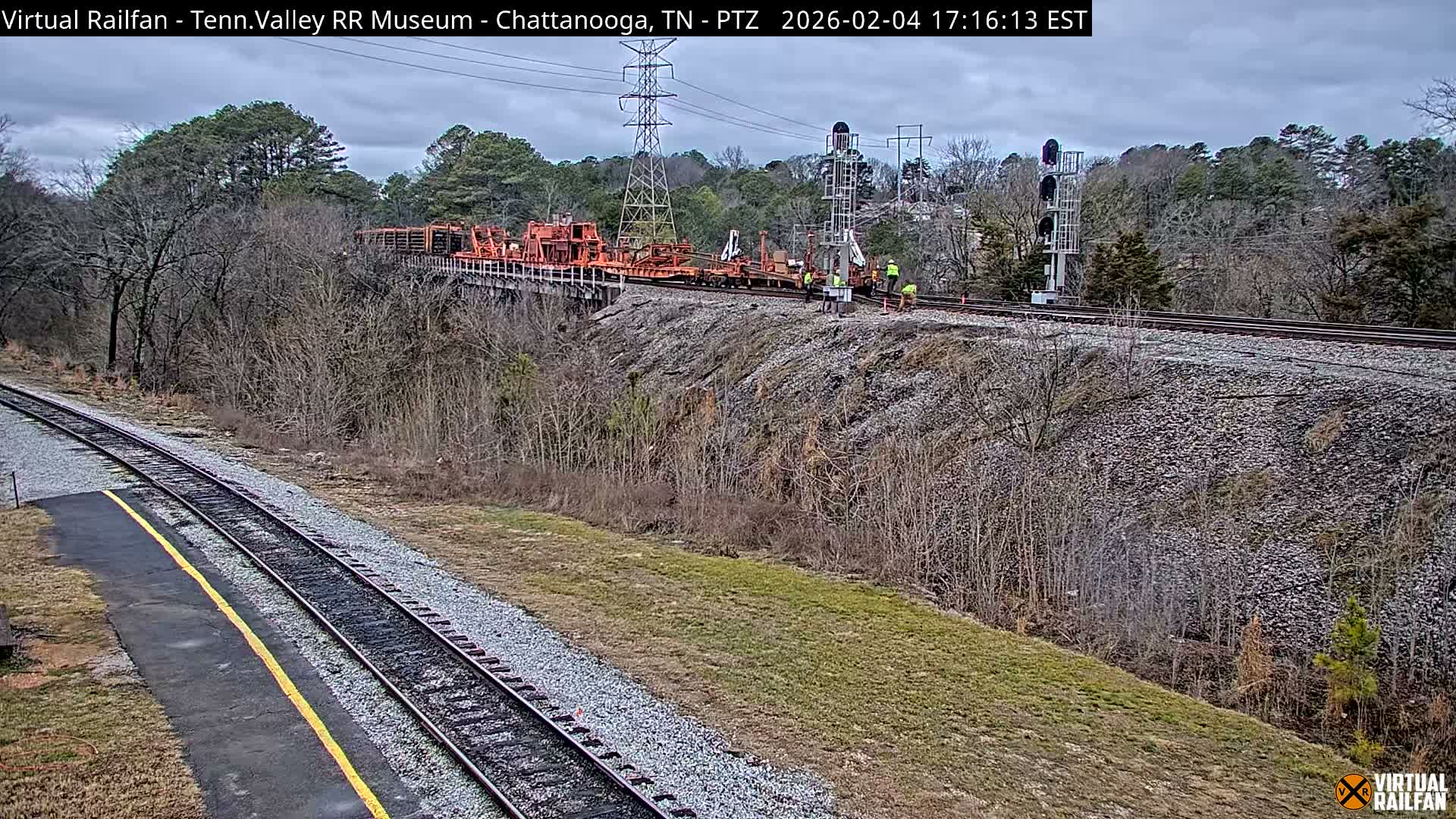 Chattanooga Railroad Crossing from Tennessee Railroad Museum Live Cam - Chattanooga, Hamilton, Tennessee, USA