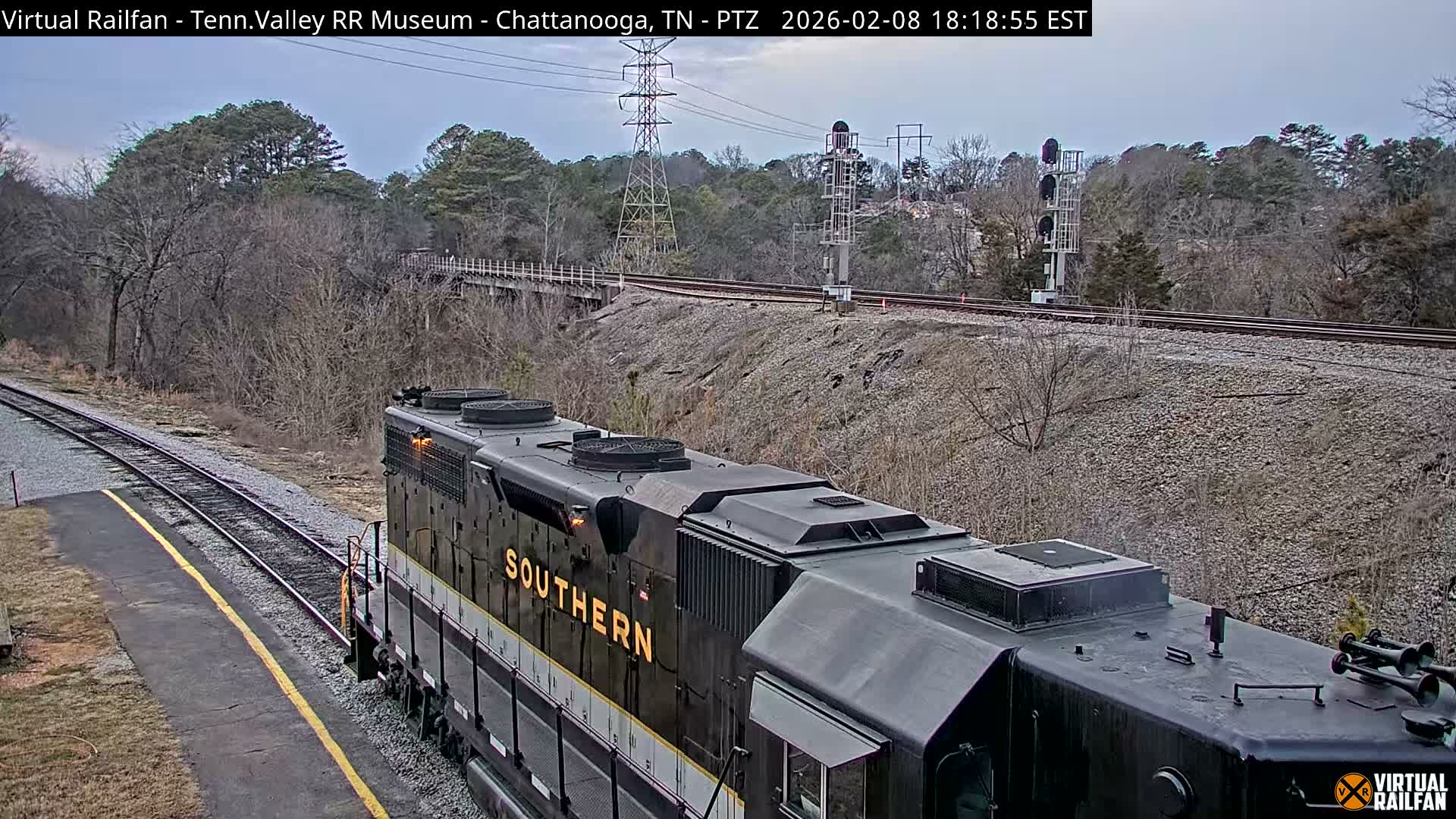 Chattanooga Railroad Crossing from Tennessee Railroad Museum Live Cam - Chattanooga, Hamilton, Tennessee, USA