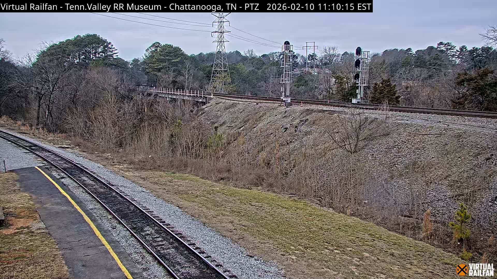 Chattanooga Railroad Crossing from Tennessee Railroad Museum Live Cam - Chattanooga, Hamilton, Tennessee, USA