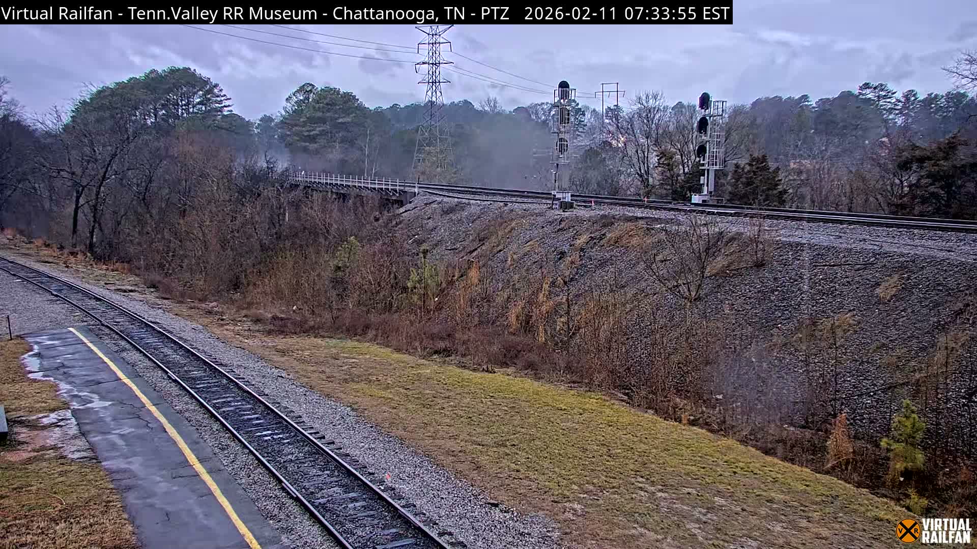 Chattanooga Railroad Crossing from Tennessee Railroad Museum Live Cam - Chattanooga, Hamilton, Tennessee, USA