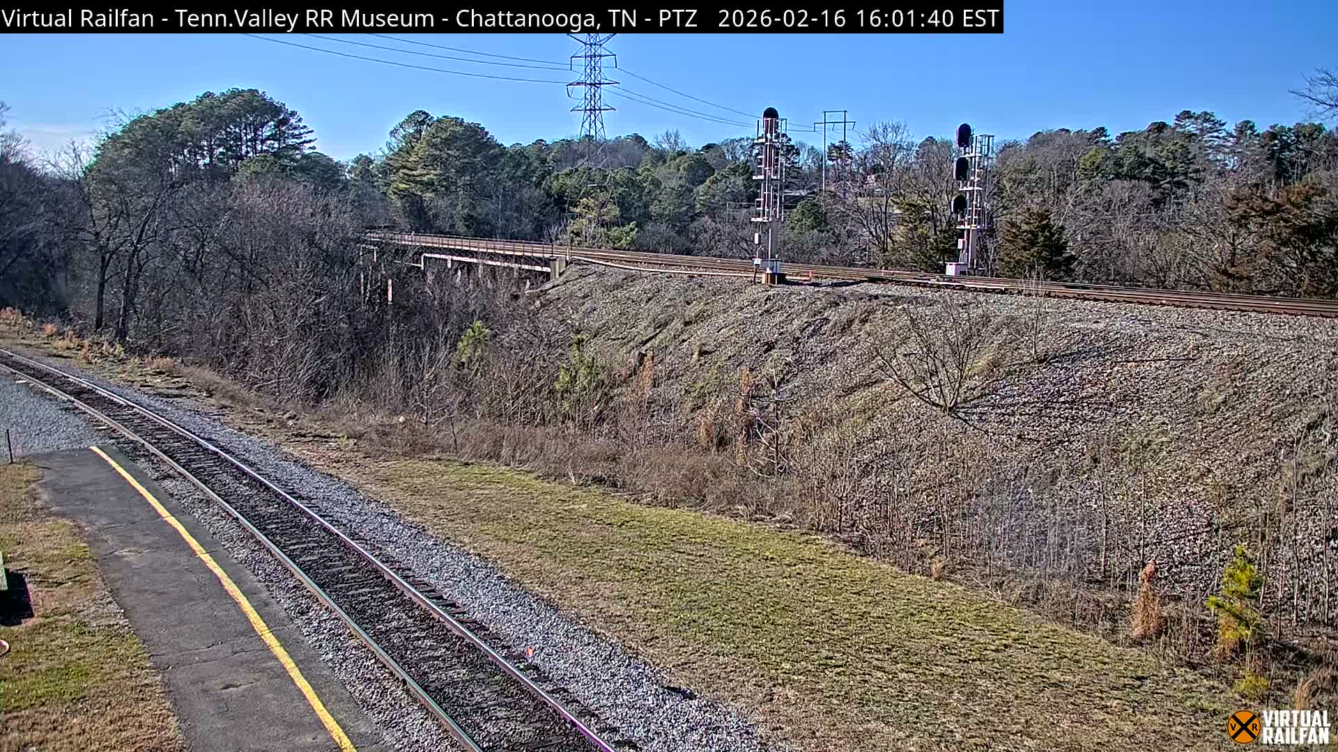 Chattanooga Railroad Crossing from Tennessee Railroad Museum Live Cam - Chattanooga, Hamilton, Tennessee, USA