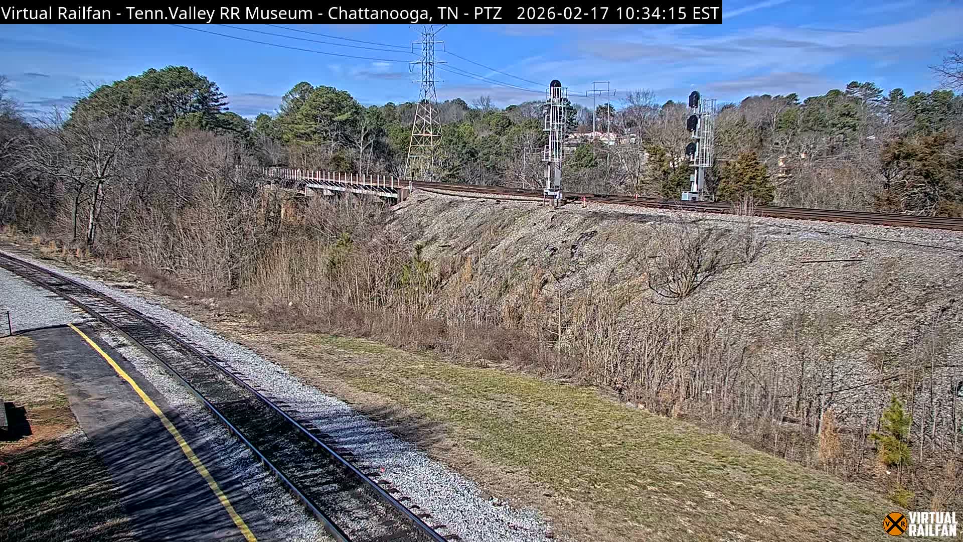 Chattanooga Railroad Crossing from Tennessee Railroad Museum Live Cam - Chattanooga, Hamilton, Tennessee, USA