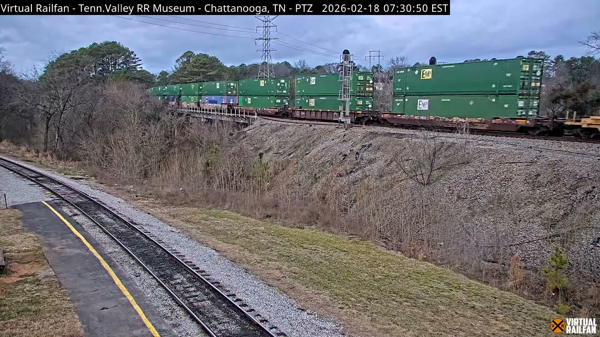 Chattanooga Railroad Crossing from Tennessee Railroad Museum Live Cam - Chattanooga, Hamilton, Tennessee, USA