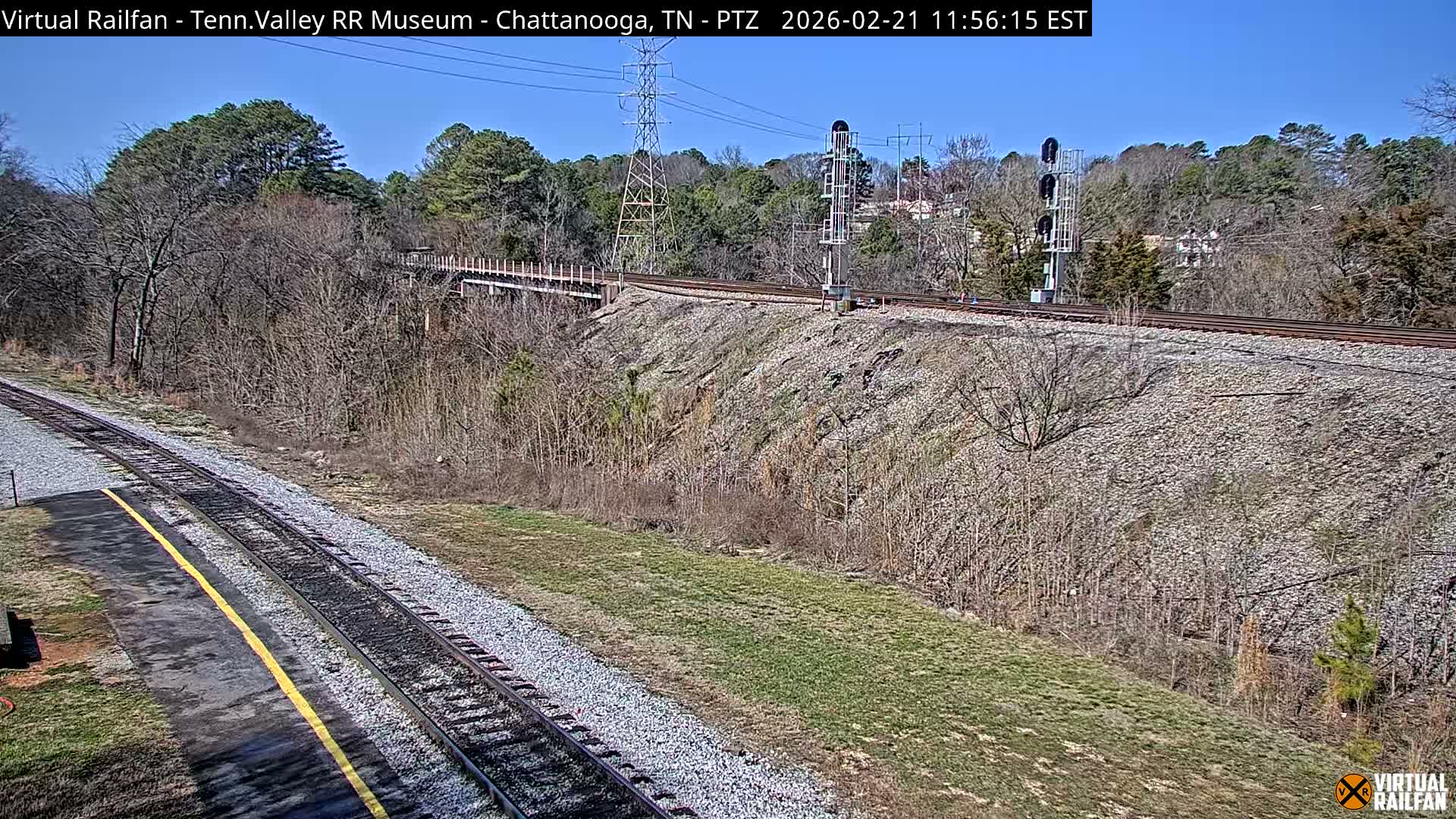 Chattanooga Railroad Crossing from Tennessee Railroad Museum Live Cam - Chattanooga, Hamilton, Tennessee, USA