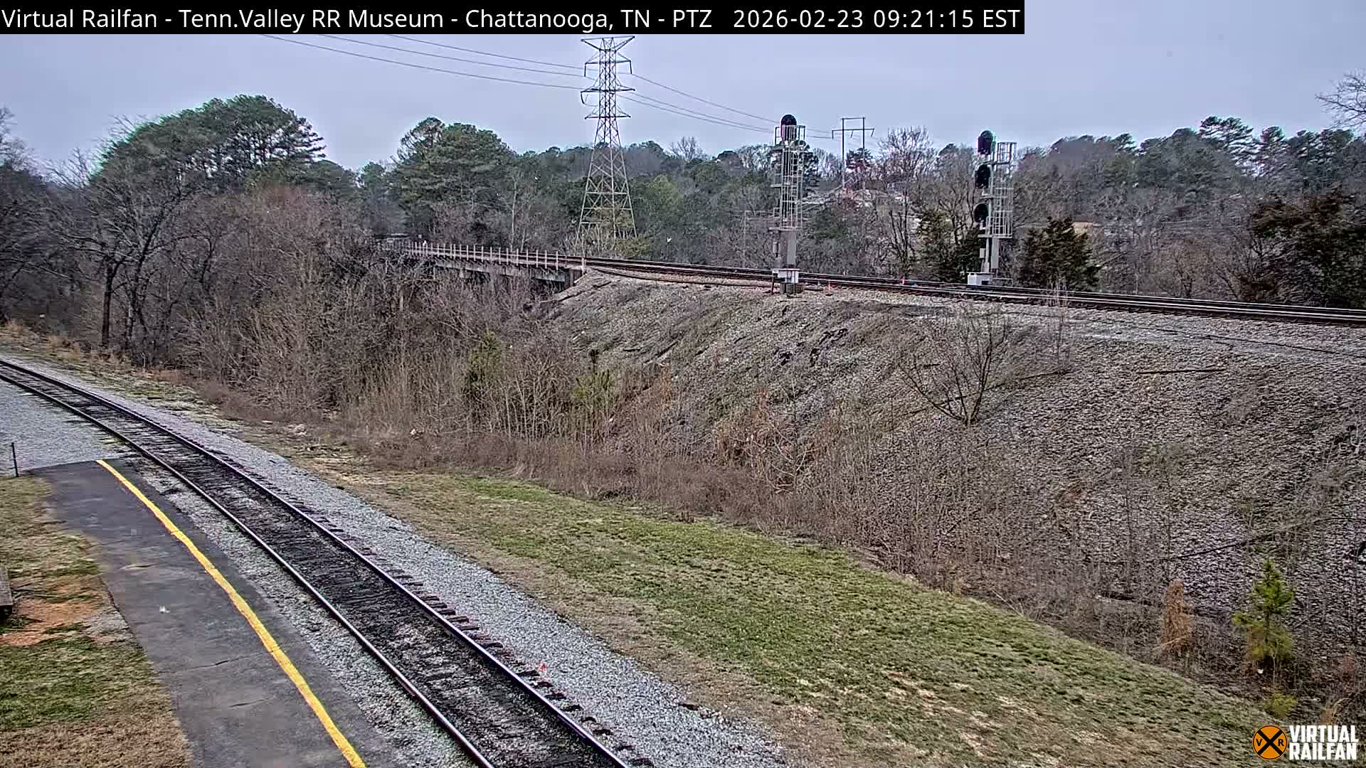 Chattanooga Railroad Crossing from Tennessee Railroad Museum Live Cam - Chattanooga, Hamilton, Tennessee, USA