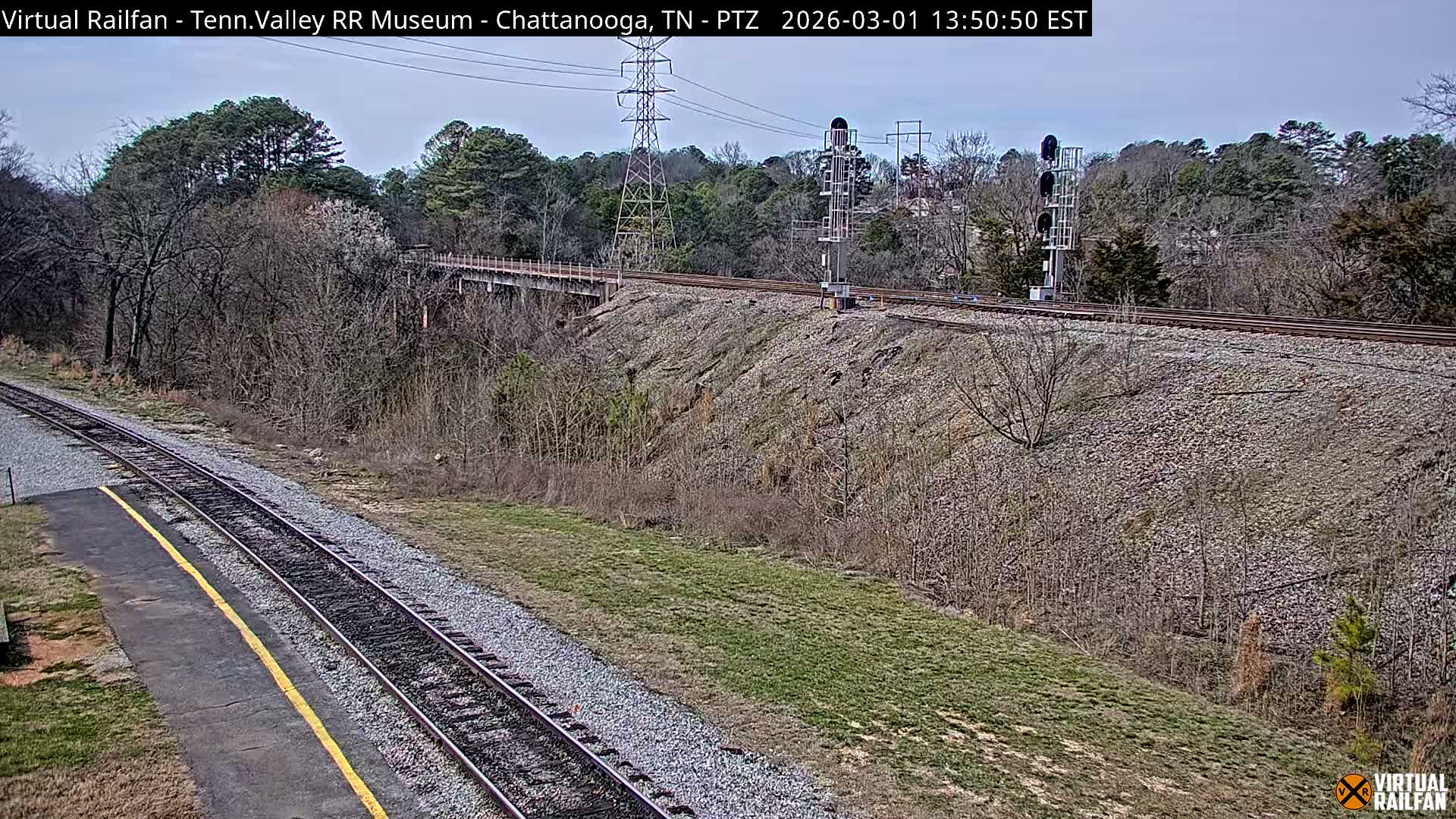Chattanooga Railroad Crossing from Tennessee Railroad Museum Live Cam - Chattanooga, Hamilton, Tennessee, USA
