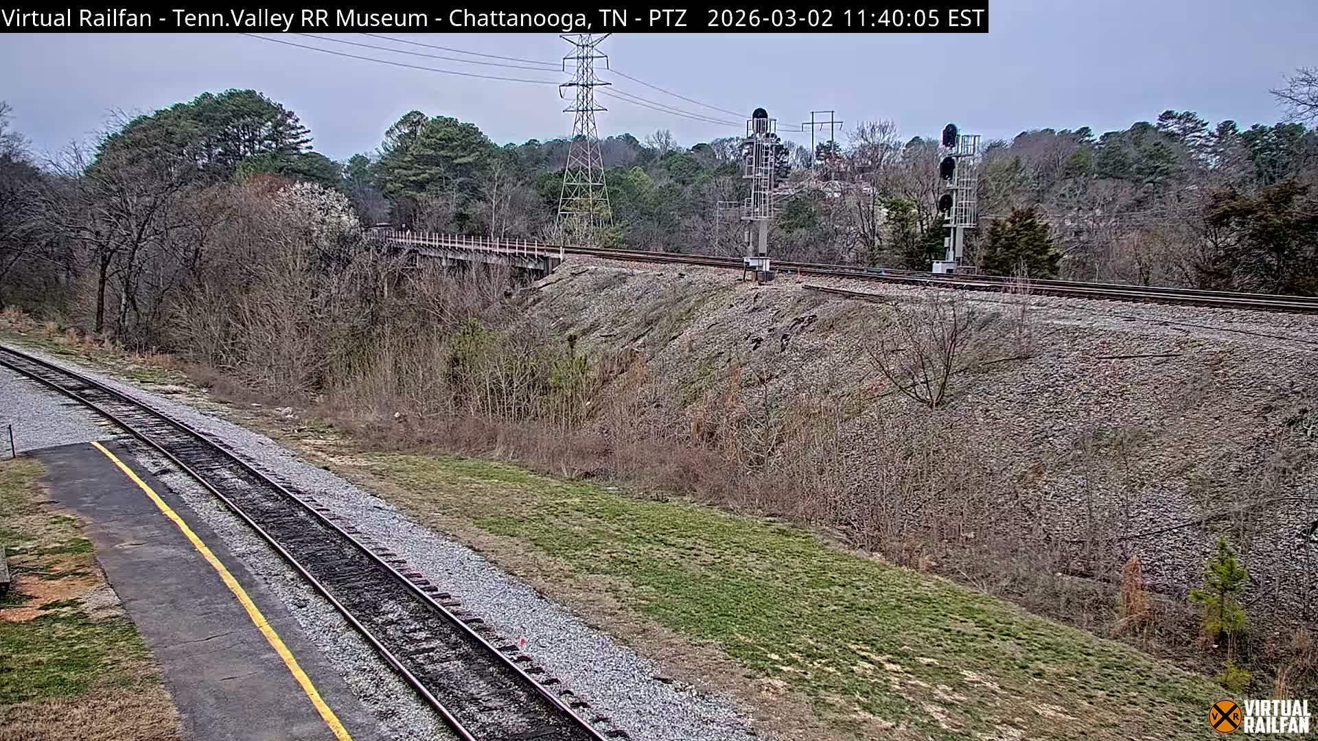 Chattanooga Railroad Crossing from Tennessee Railroad Museum Live Cam - Chattanooga, Hamilton, Tennessee, USA