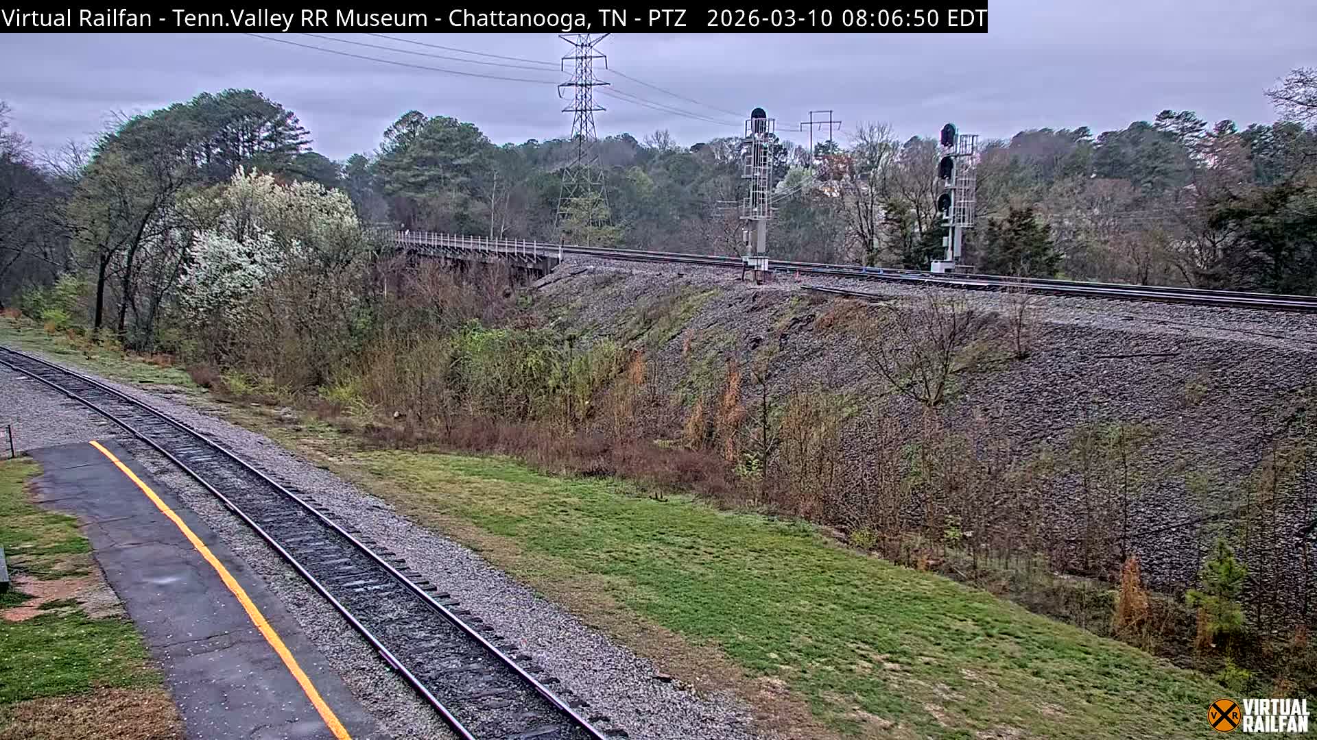 Chattanooga Railroad Crossing from Tennessee Railroad Museum Live Cam - Chattanooga, Hamilton, Tennessee, USA