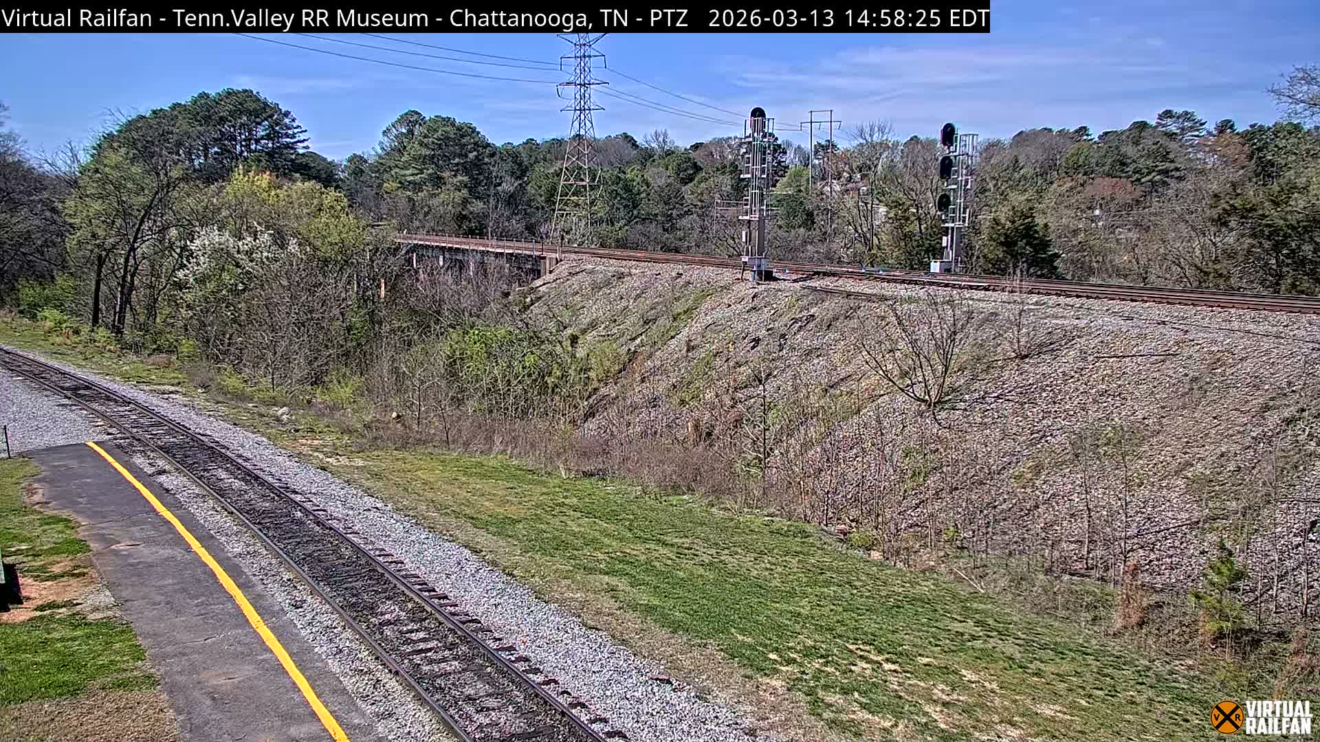 Chattanooga Railroad Crossing from Tennessee Railroad Museum Live Cam - Chattanooga, Hamilton, Tennessee, USA