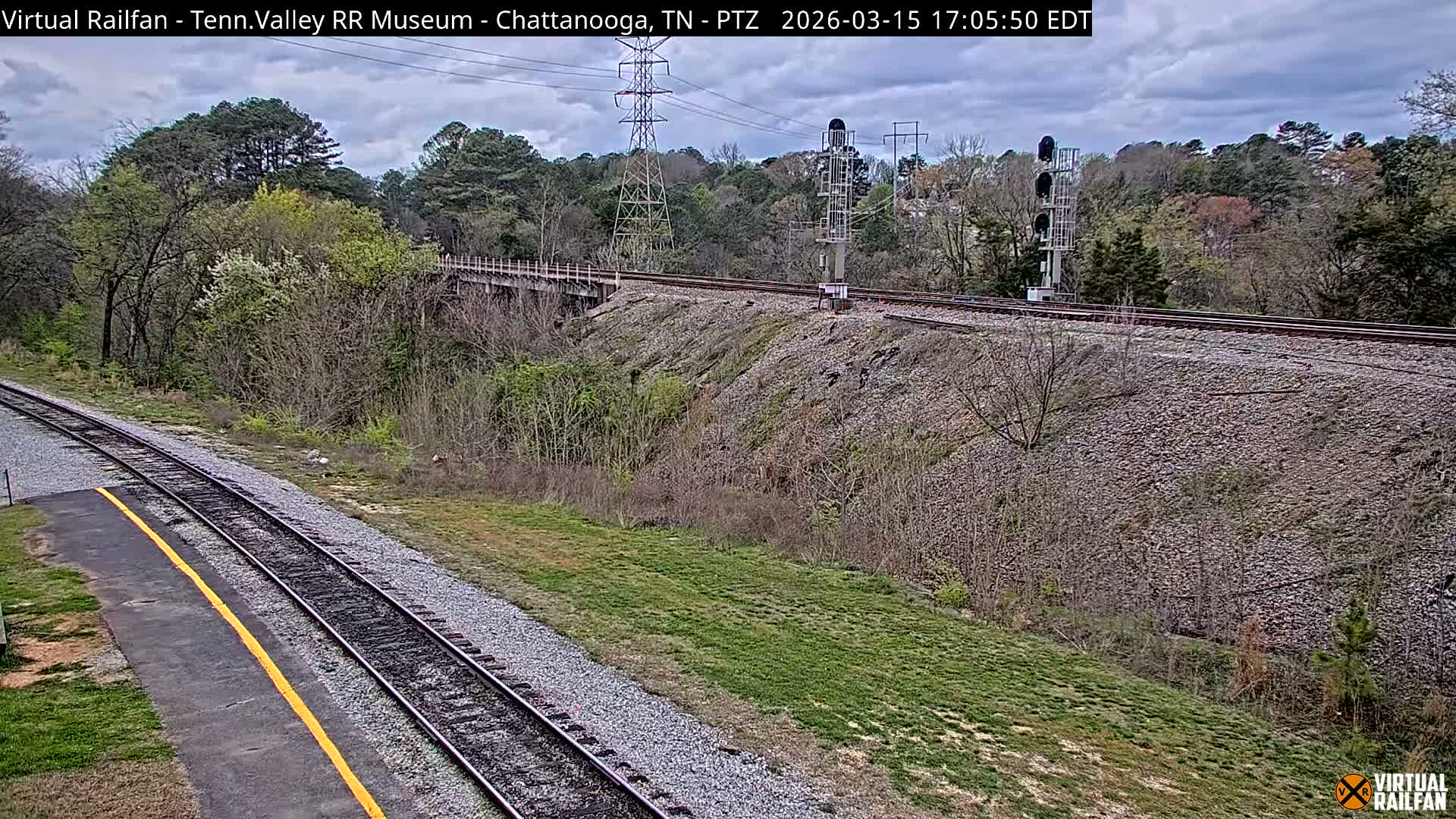 Chattanooga Railroad Crossing from Tennessee Railroad Museum Live Cam - Chattanooga, Hamilton, Tennessee, USA