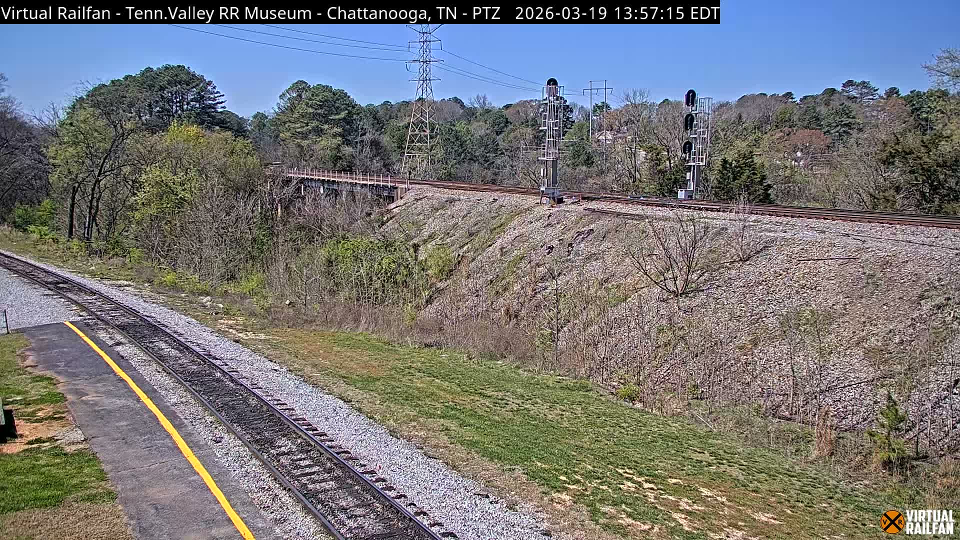 Chattanooga Railroad Crossing from Tennessee Railroad Museum Live Cam - Chattanooga, Hamilton, Tennessee, USA