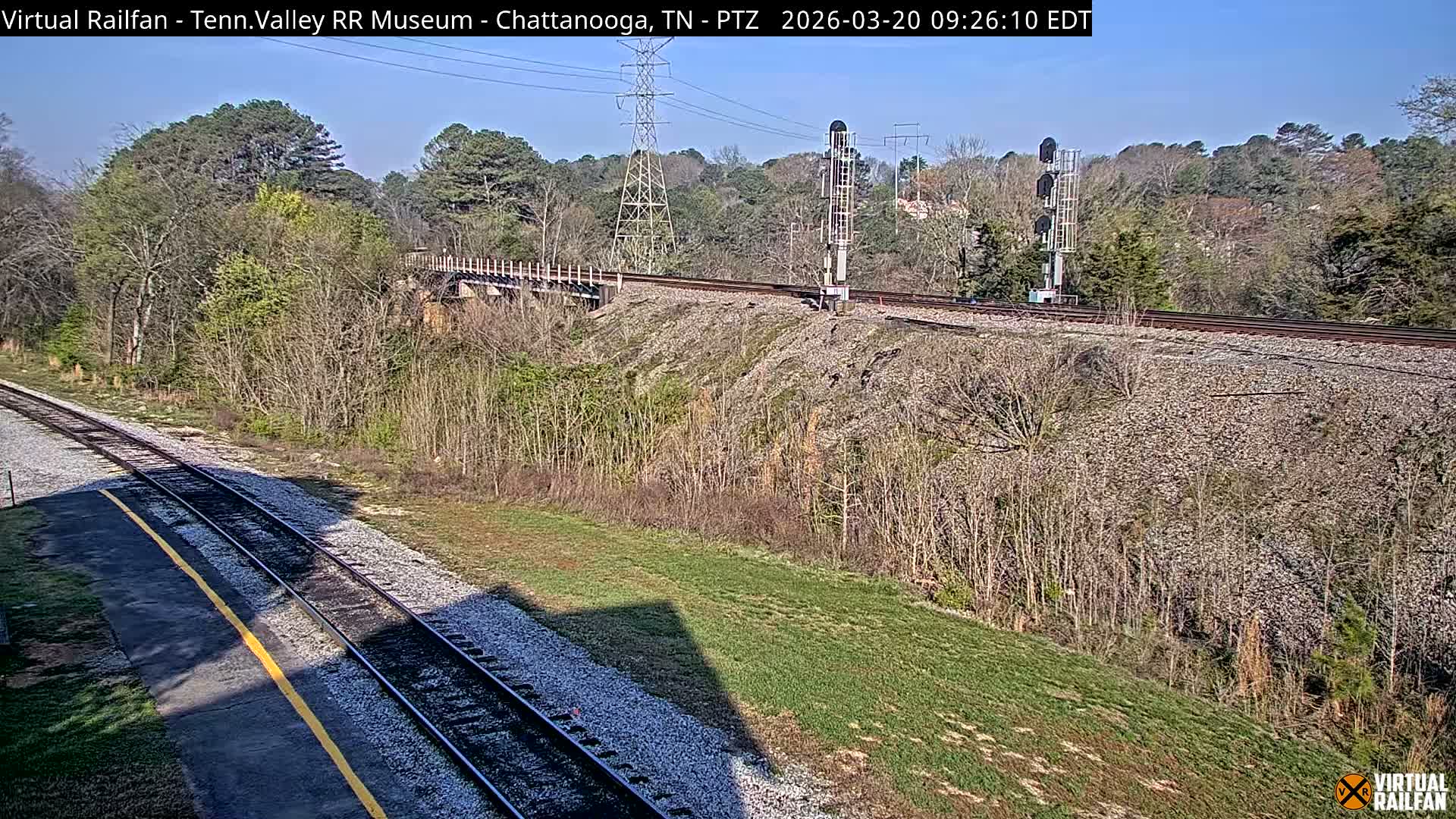 Chattanooga Railroad Crossing from Tennessee Railroad Museum Live Cam - Chattanooga, Hamilton, Tennessee, USA