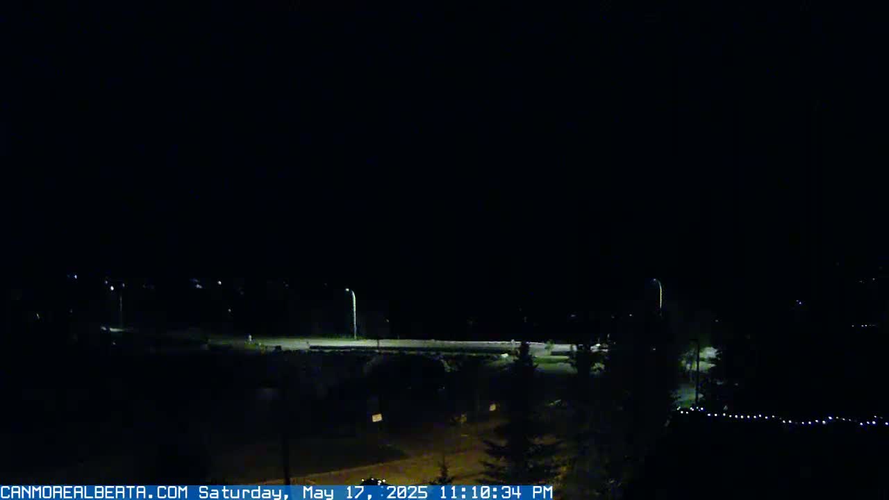 Canmore, Three Sisters Mountains View from Canmore City Live Cam - Canmore, Alberta's Rockies, Alberta, Canada