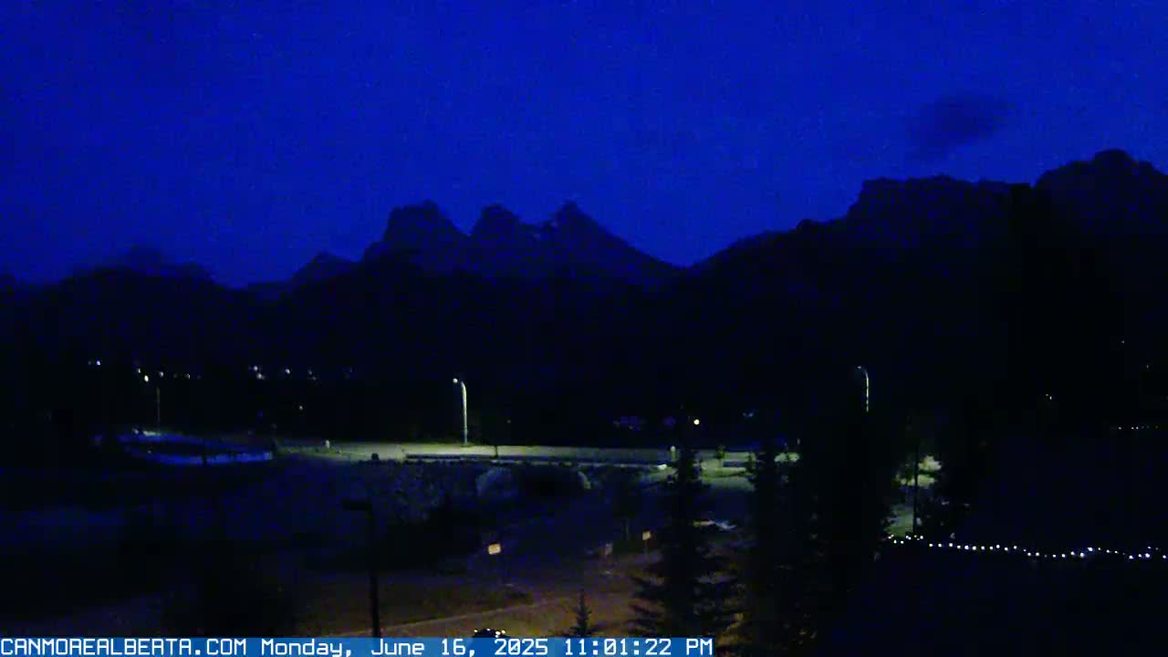 Canmore, Three Sisters Mountains View from Canmore City Live Cam - Canmore, Alberta's Rockies, Alberta, Canada