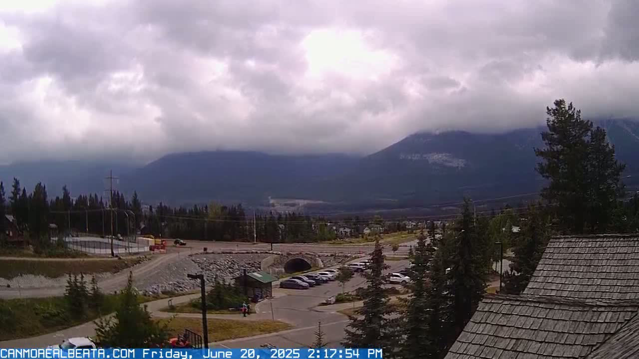 Canmore, Three Sisters Mountains View from Canmore City Live Cam - Canmore, Alberta's Rockies, Alberta, Canada