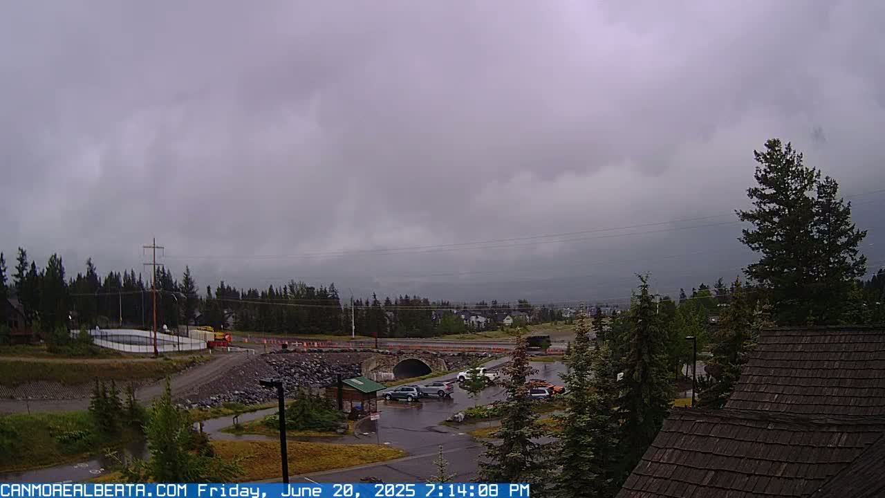 Canmore, Three Sisters Mountains View from Canmore City Live Cam - Canmore, Alberta's Rockies, Alberta, Canada